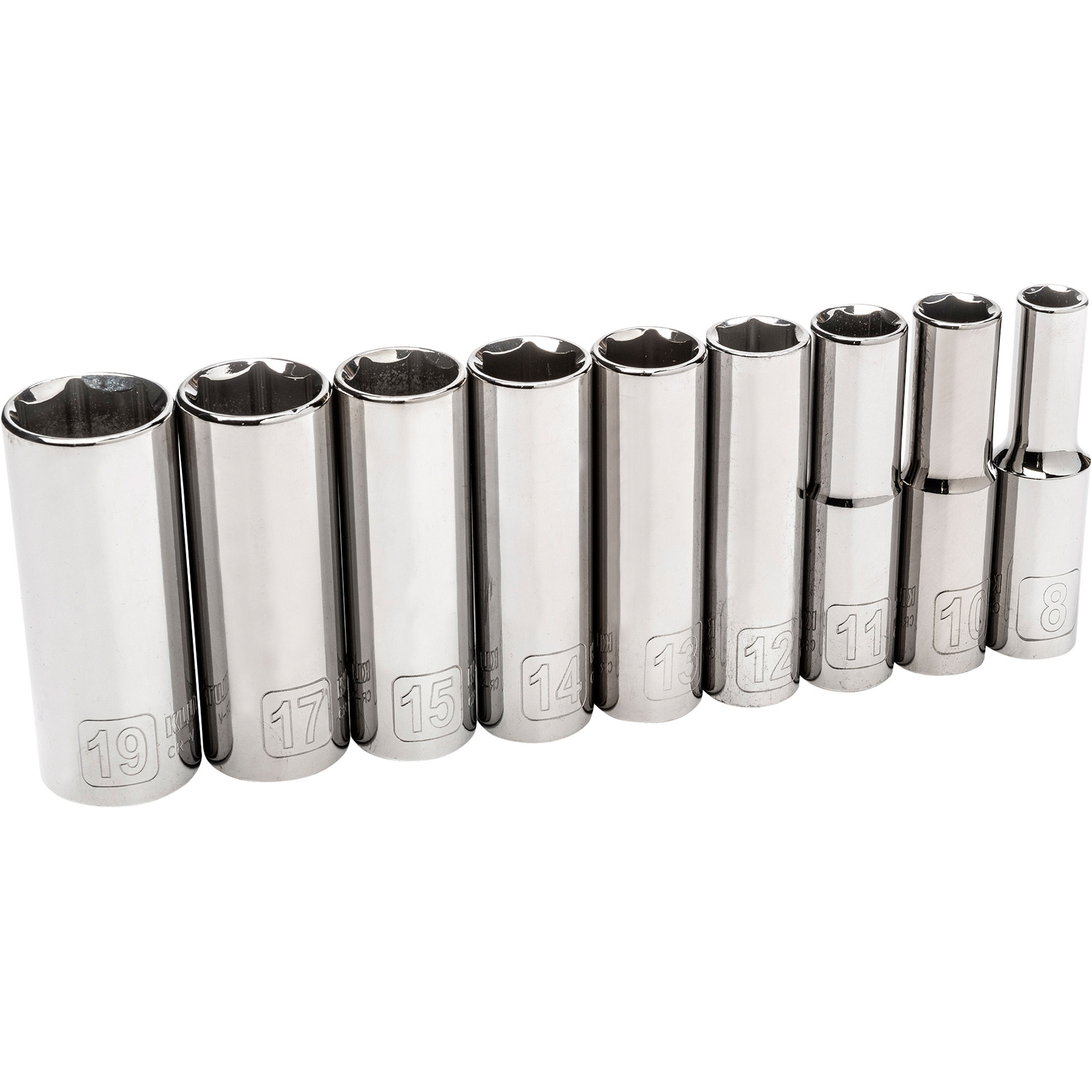 Klutch 3/8Inch-Drive Deep Socket Set, 9-Piece, Metric