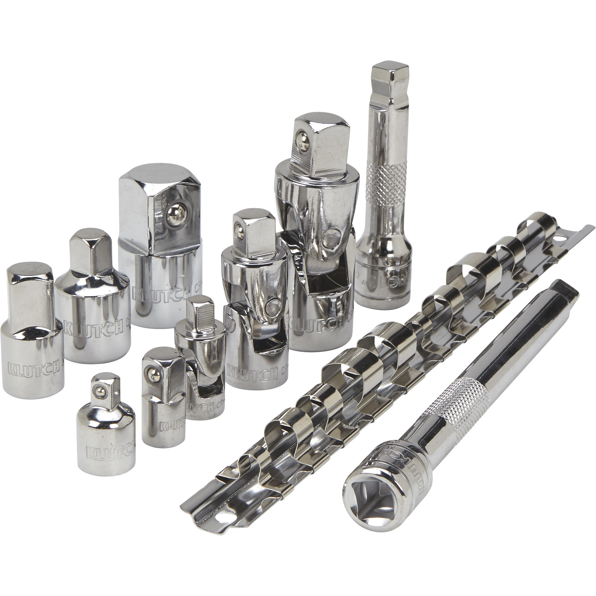 Klutch Socket Adapters, Universal Joints and Extensions, 10-Piece SAE Set