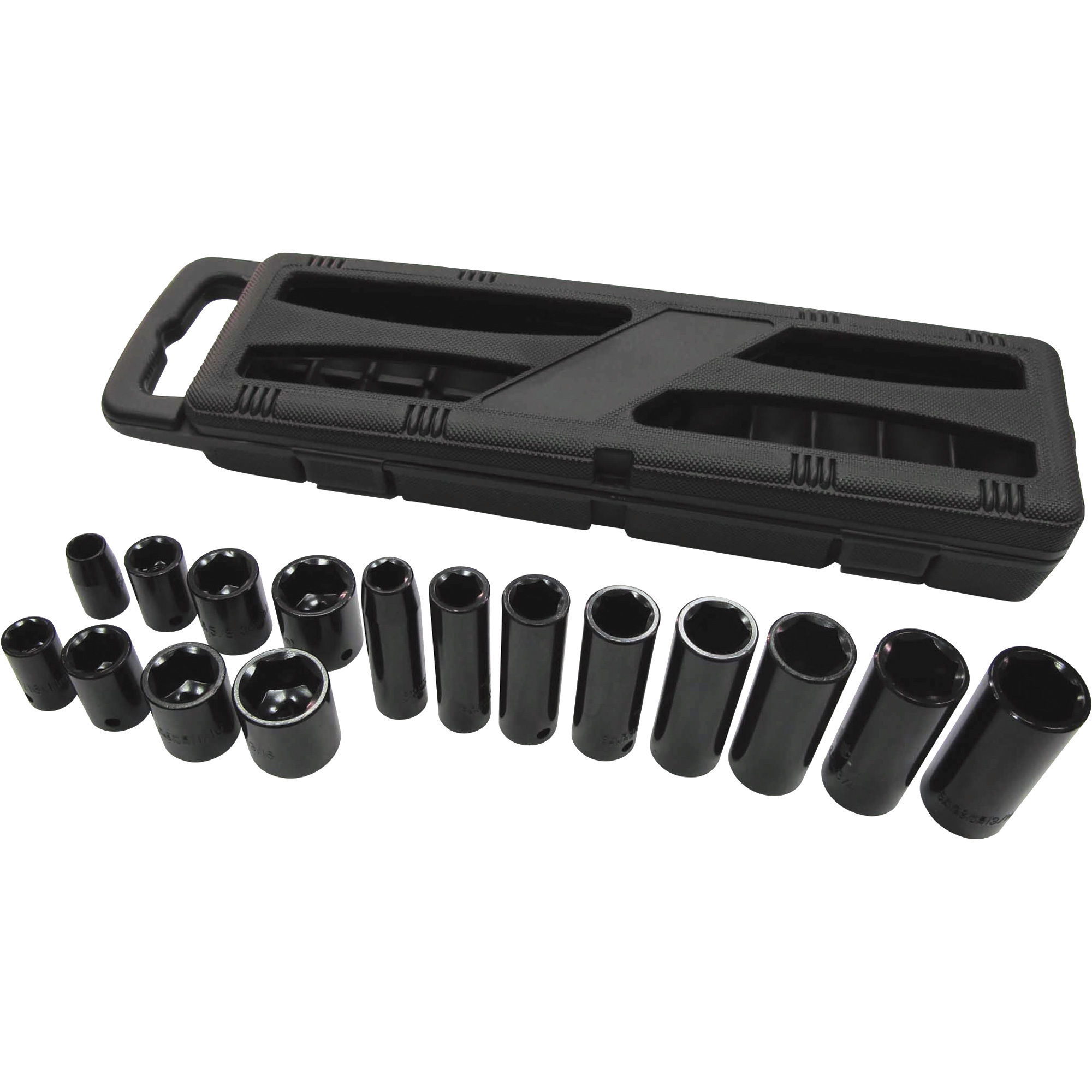 Ironton Standard & Deep Impact Socket Set, 16-Piece, 3/8Inch Drive, Metric