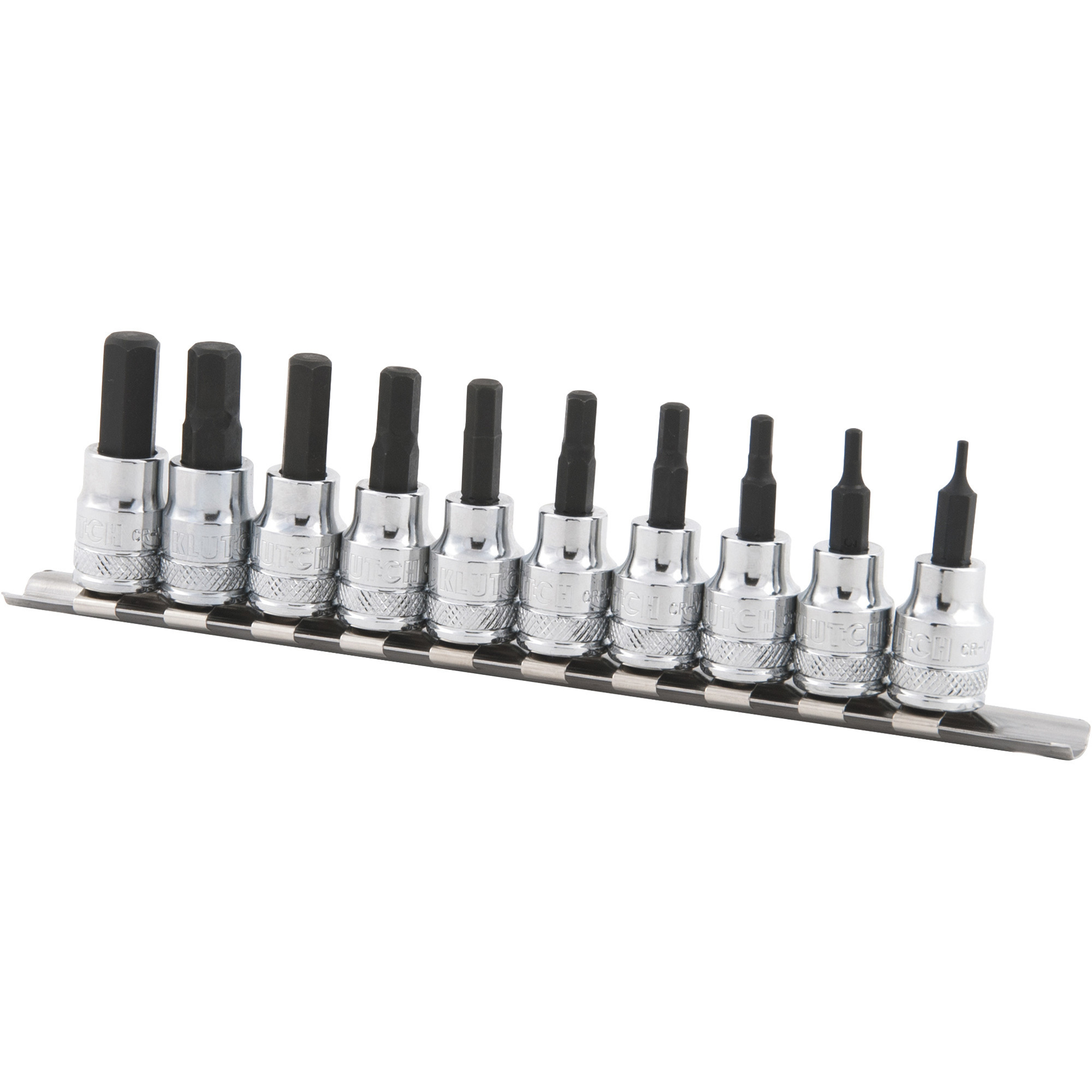 Klutch Hex Bit Socket Set, 10-Piece, Metric