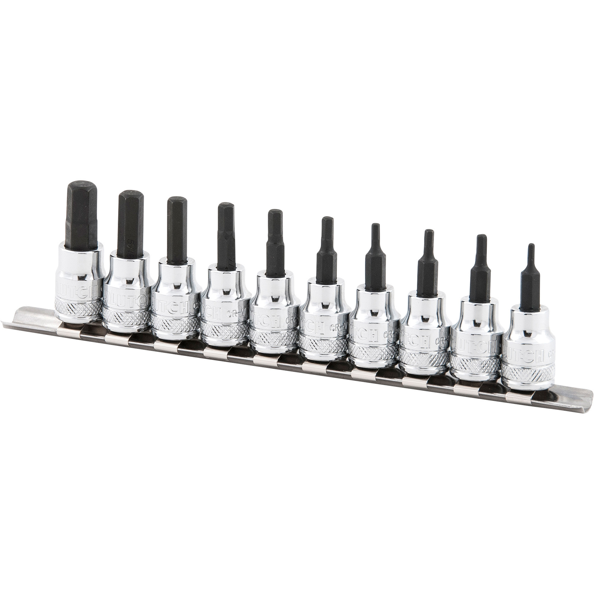 Klutch Hex Bit Socket Set, 10-Piece, SAE