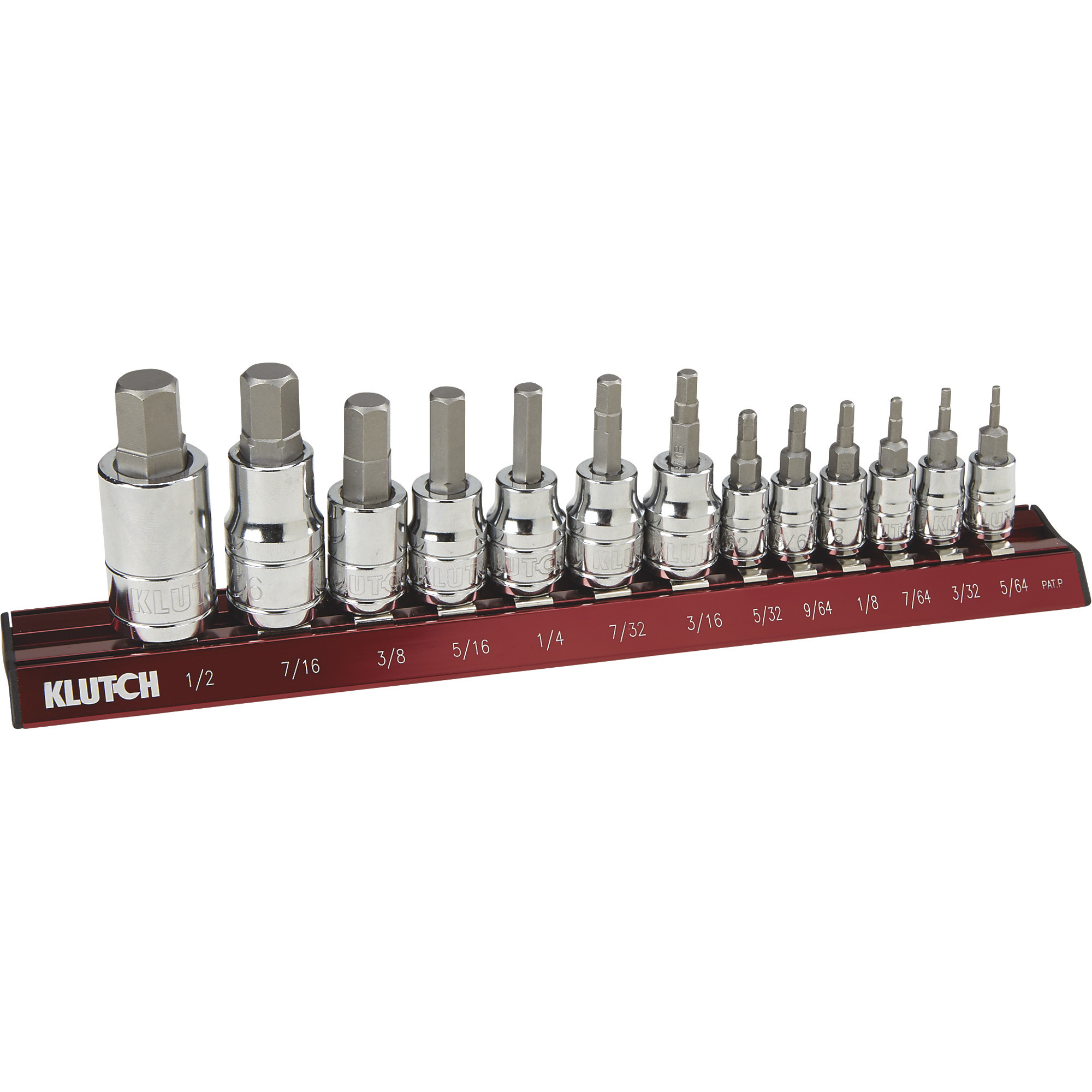 Klutch Hex Bit Socket Set, 13-Piece, SAE