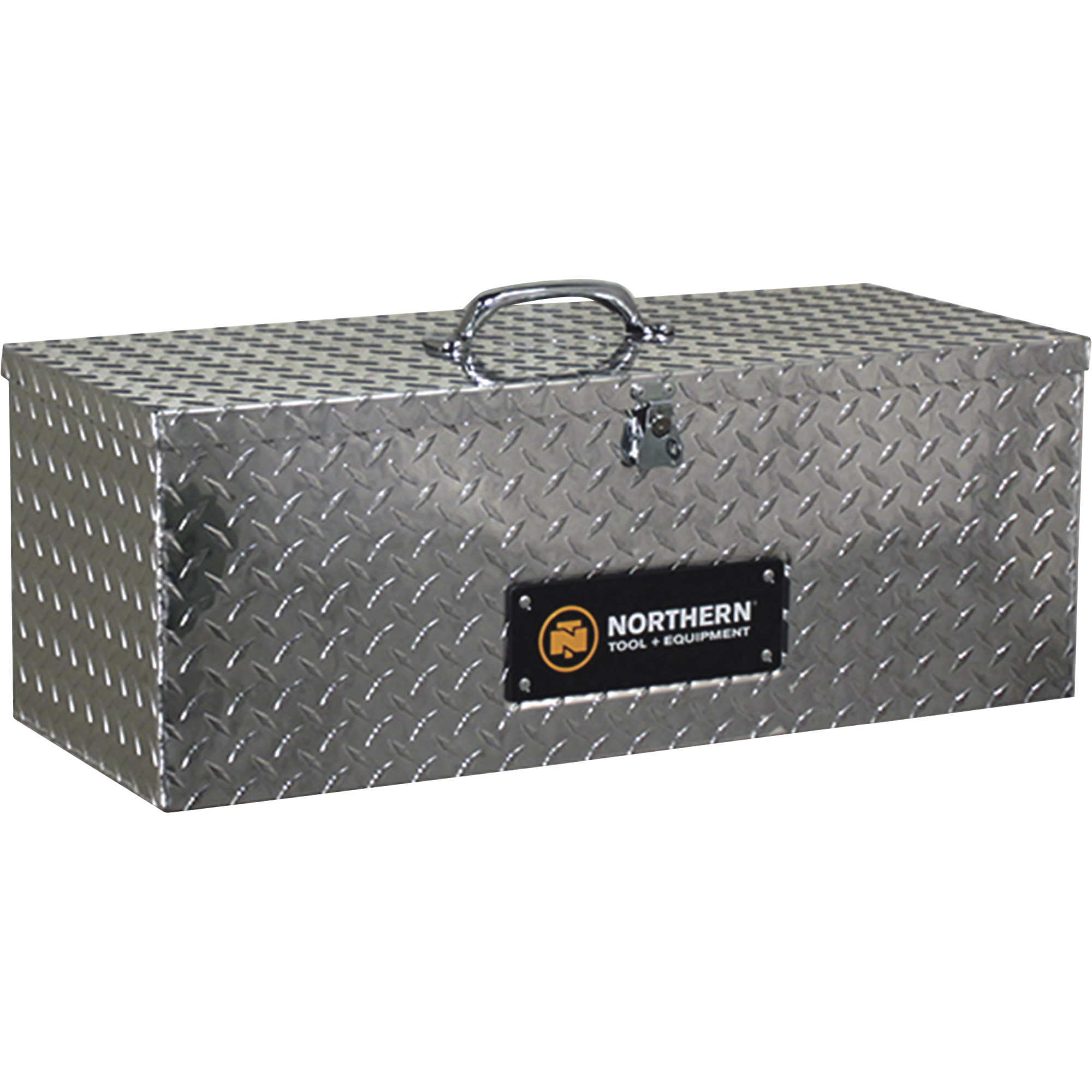 Northern Tool Tote Tool Box with Handle, Aluminum, Diamond Plate, Hasp Latch, 30Inch x 12Inch x 12Inch, Model 36012774