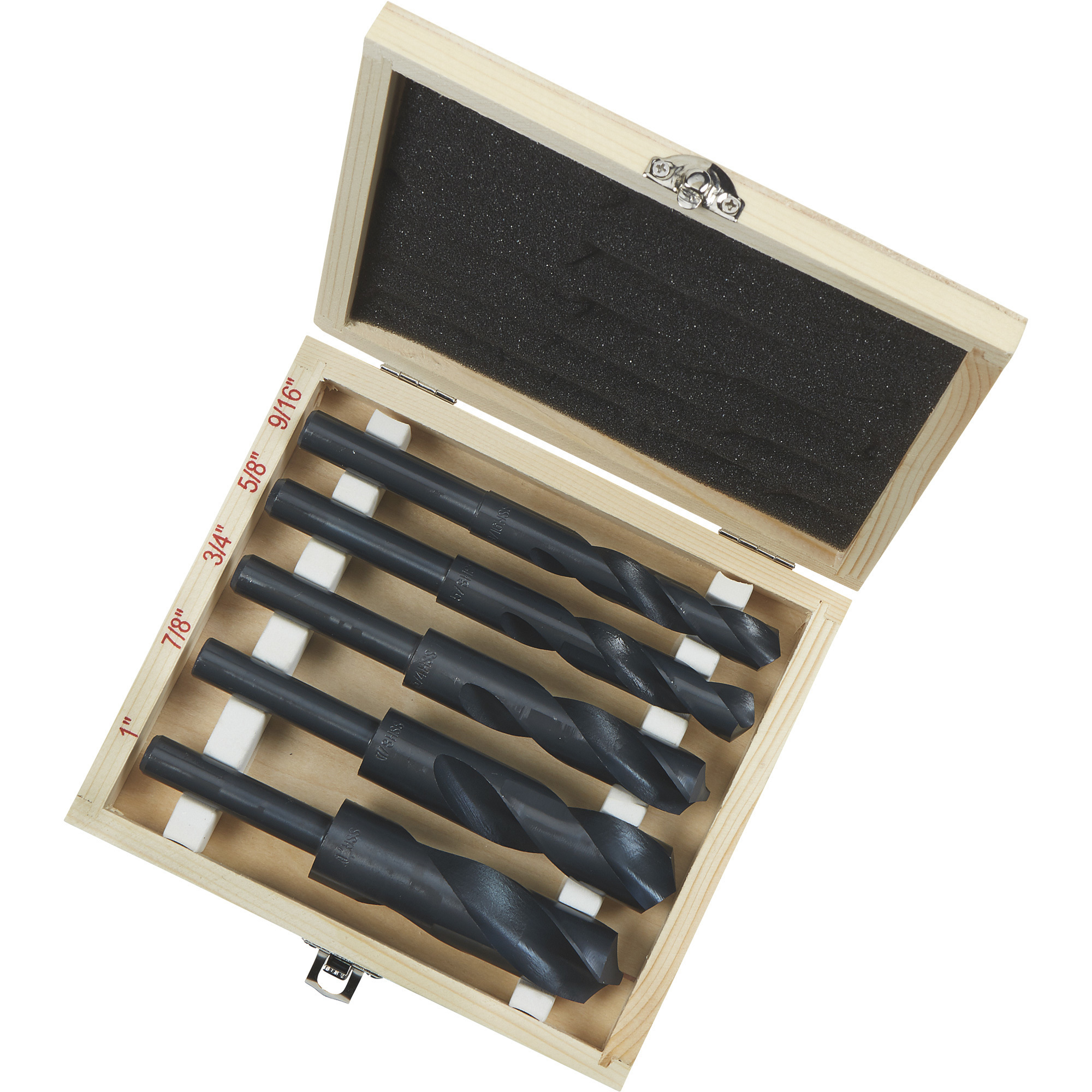 Klutch Silver and Deming Step Drill Bit Set, 1/2Inch Diameter Shank, 5-Piece Set