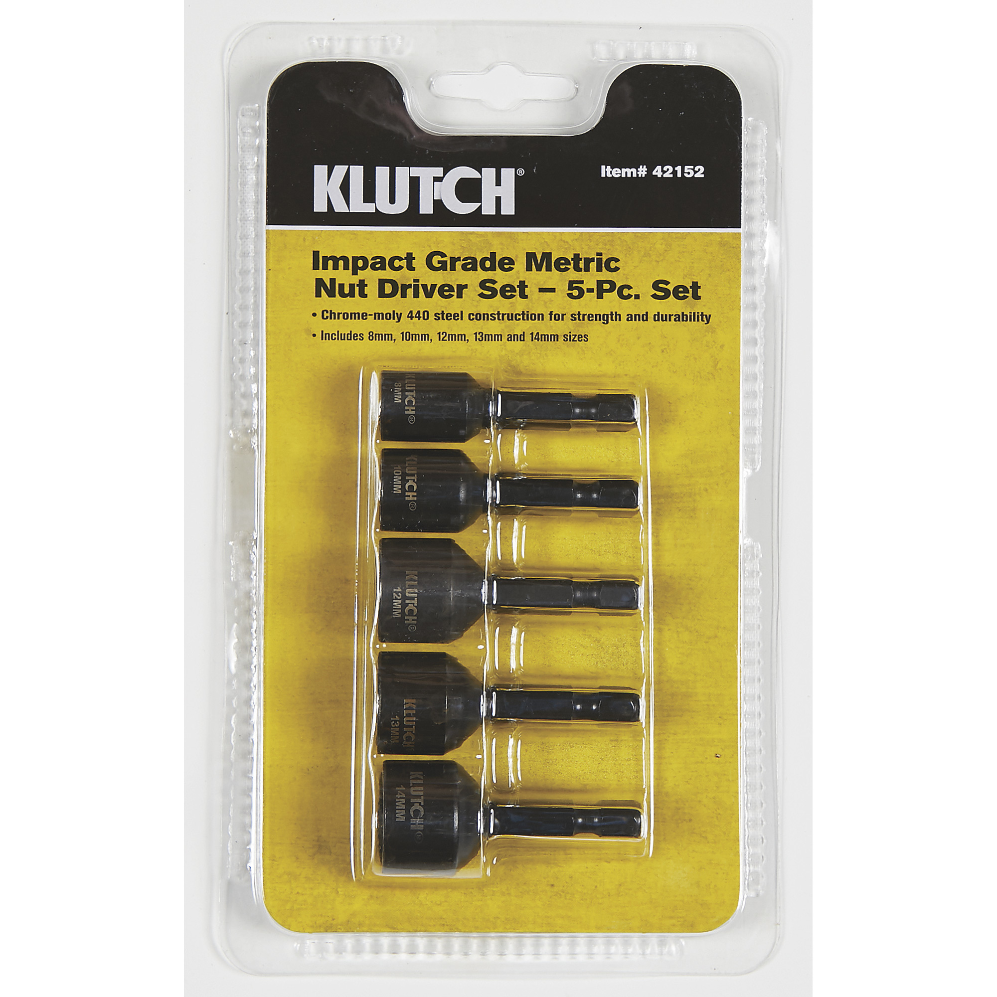 Klutch Nut Driver Set, 5-Piece, Metric