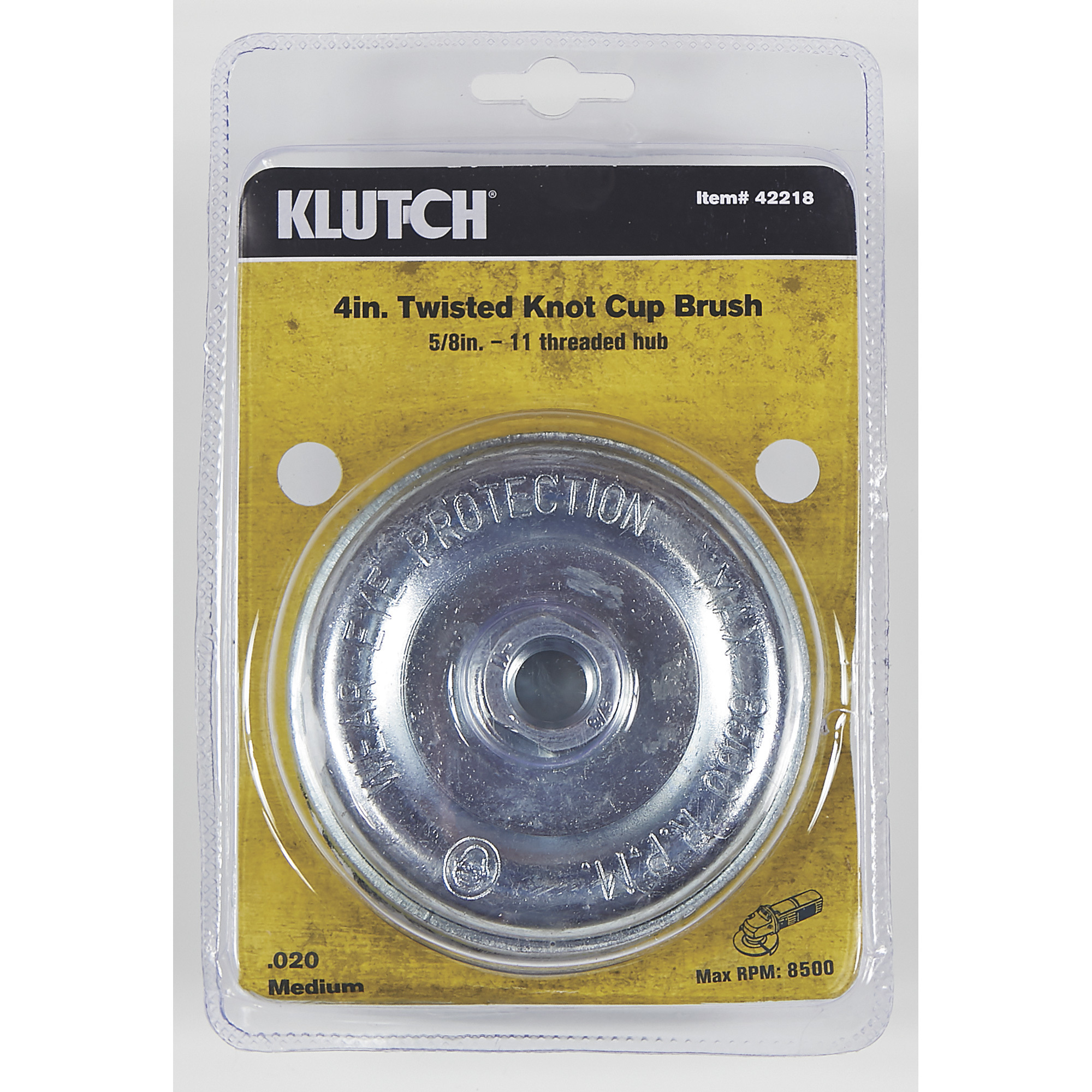 Klutch 4Inch Twisted Knot Medium Cup Brush