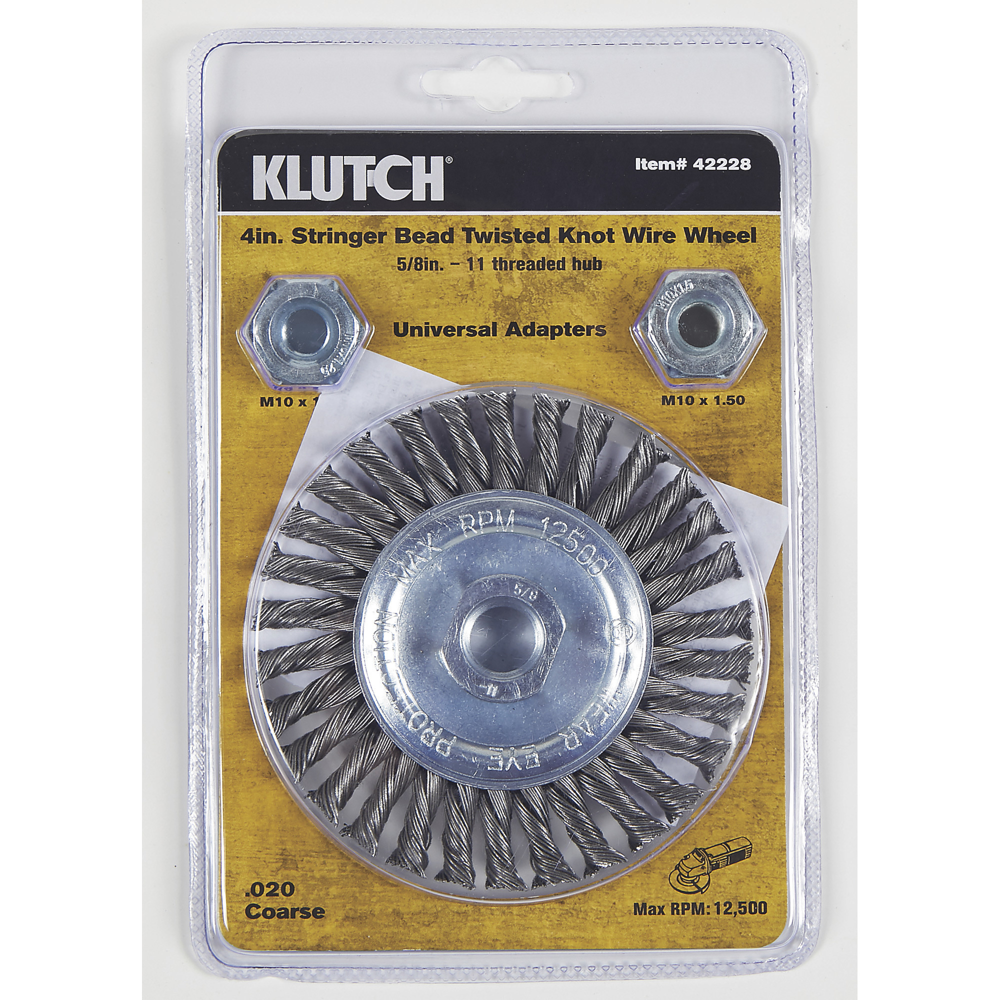 Klutch 4Inch Stringer Bead Twisted Knot Wire Wheel