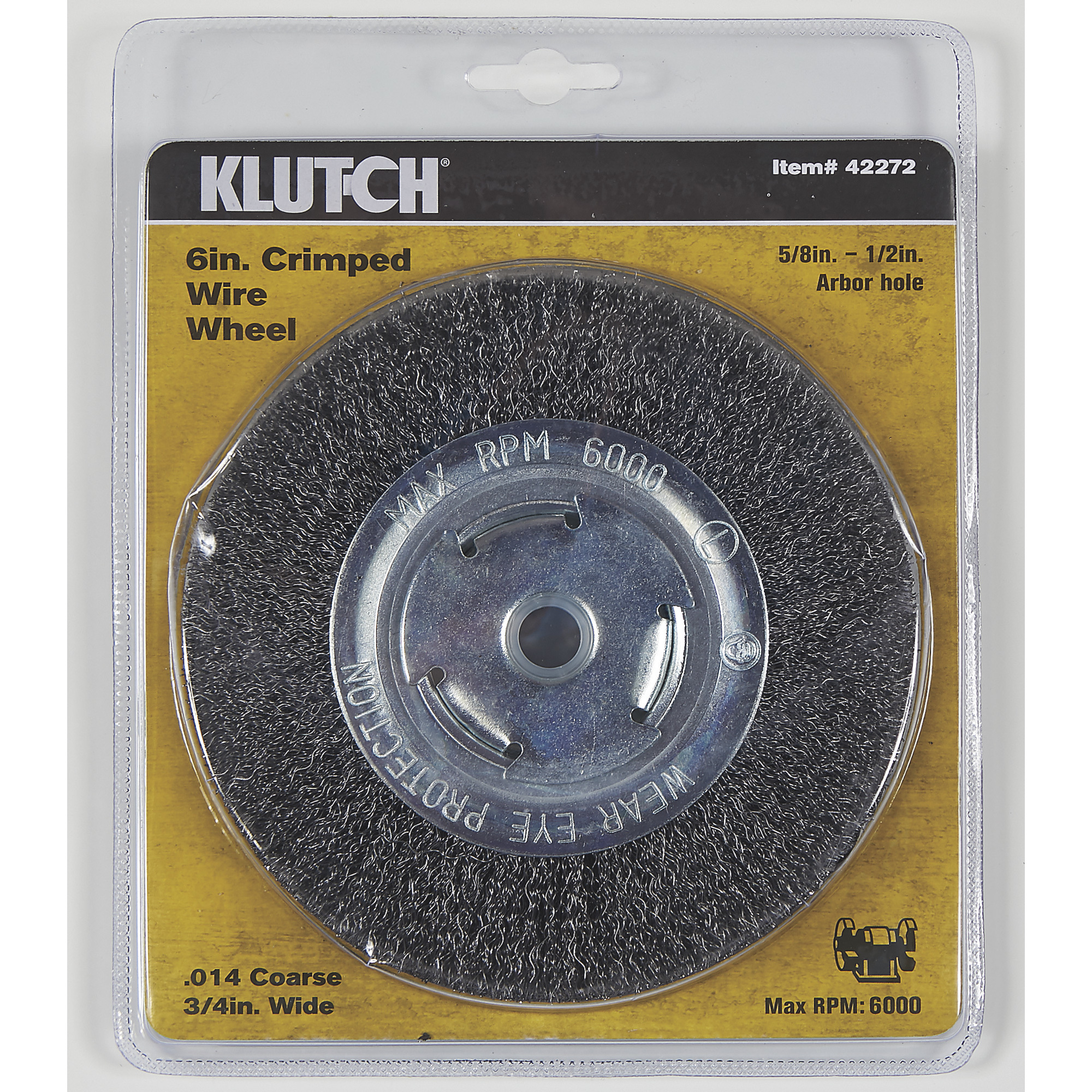 Klutch 6Inch Coarse Crimped Wire Wheel