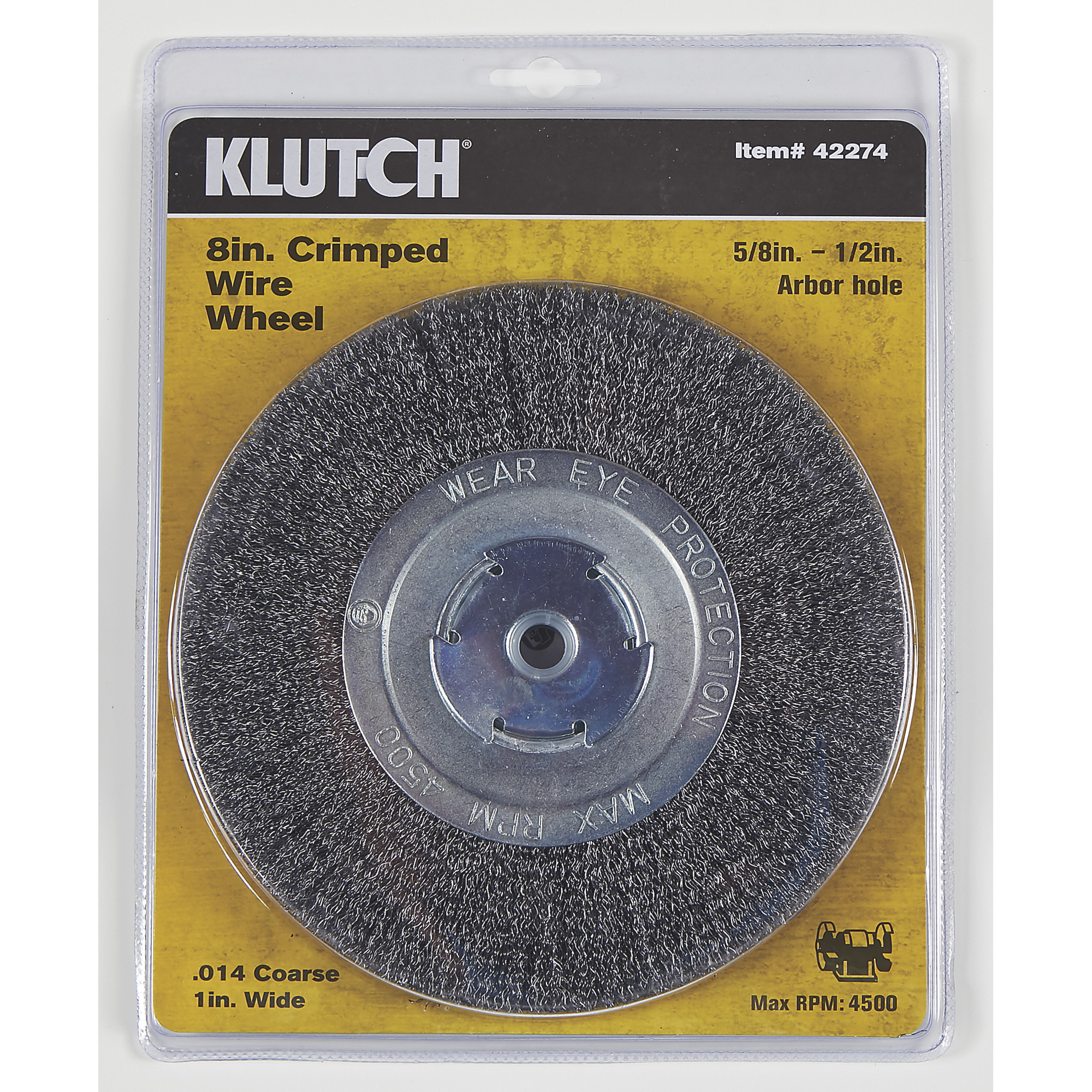 Klutch 8Inch Coarse Crimped Wire Wheel
