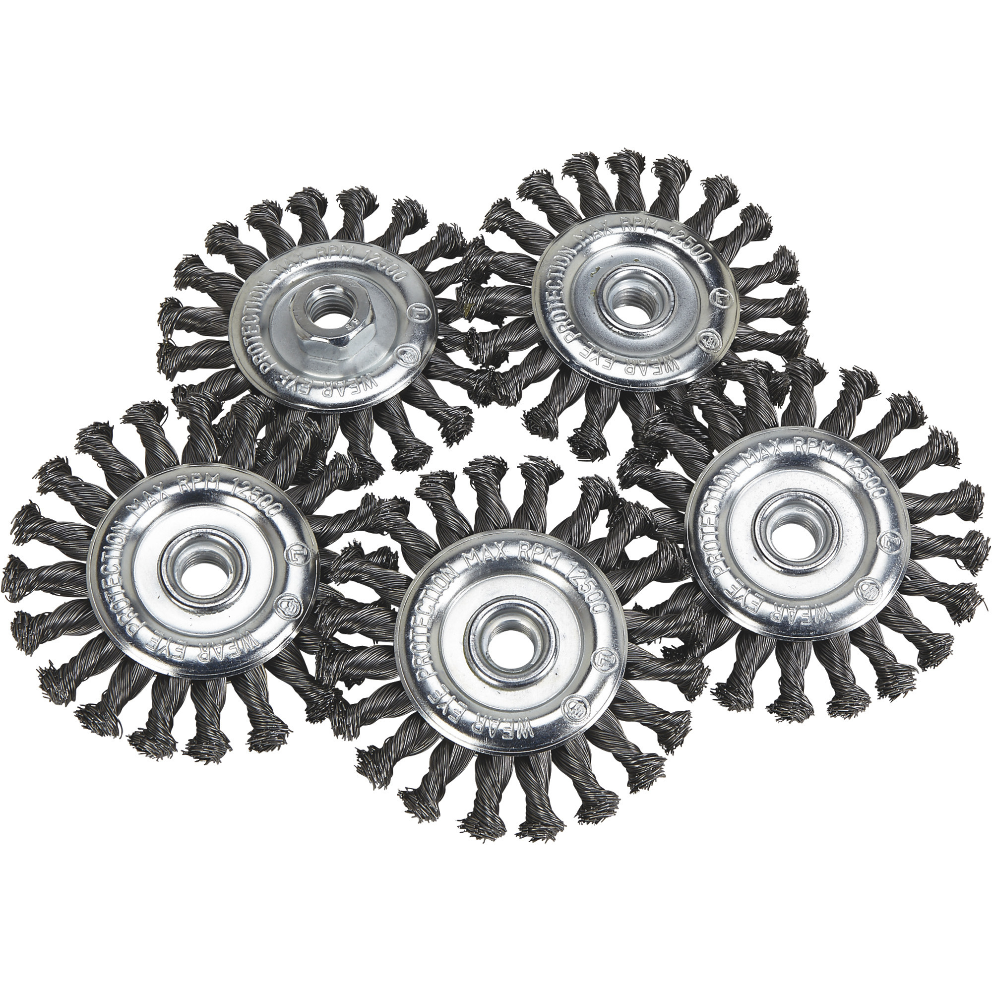 Klutch 4.5Inch Twisted Knot Wire Wheels, 5-Pack