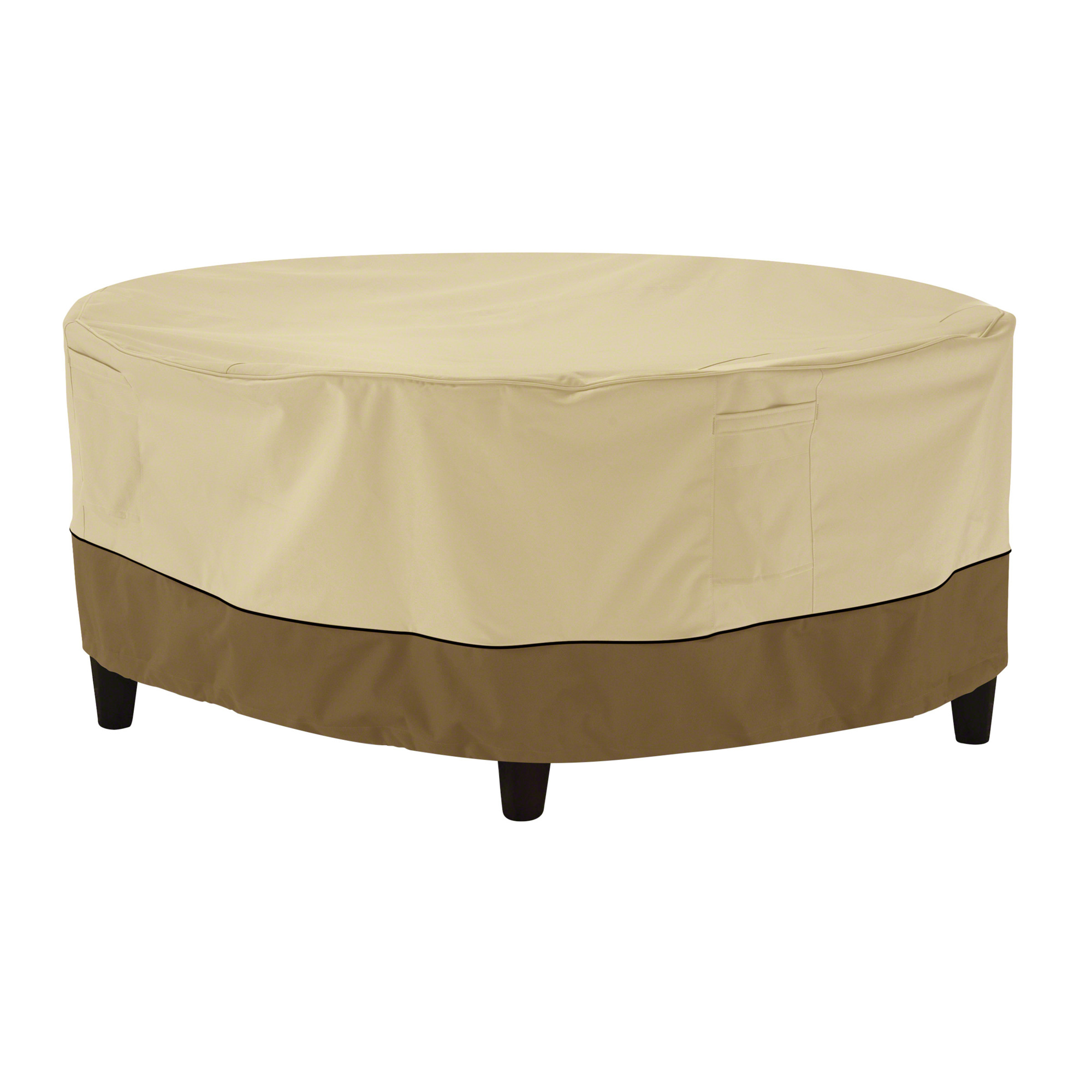 Classic Accessories Veranda Ottoman/Coffee Table Cover, L, Tan, Polyester, Model 55-856-041501-00