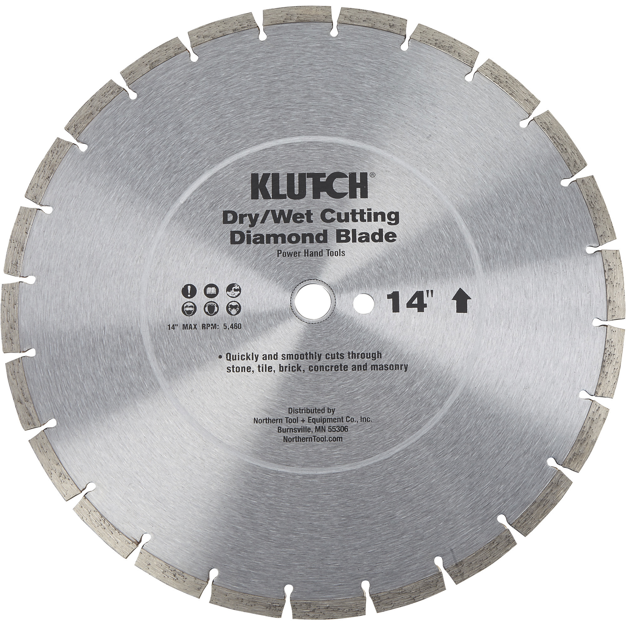 Klutch 14Inch x 0.118 x 1Inch Segmented Diamond Blade