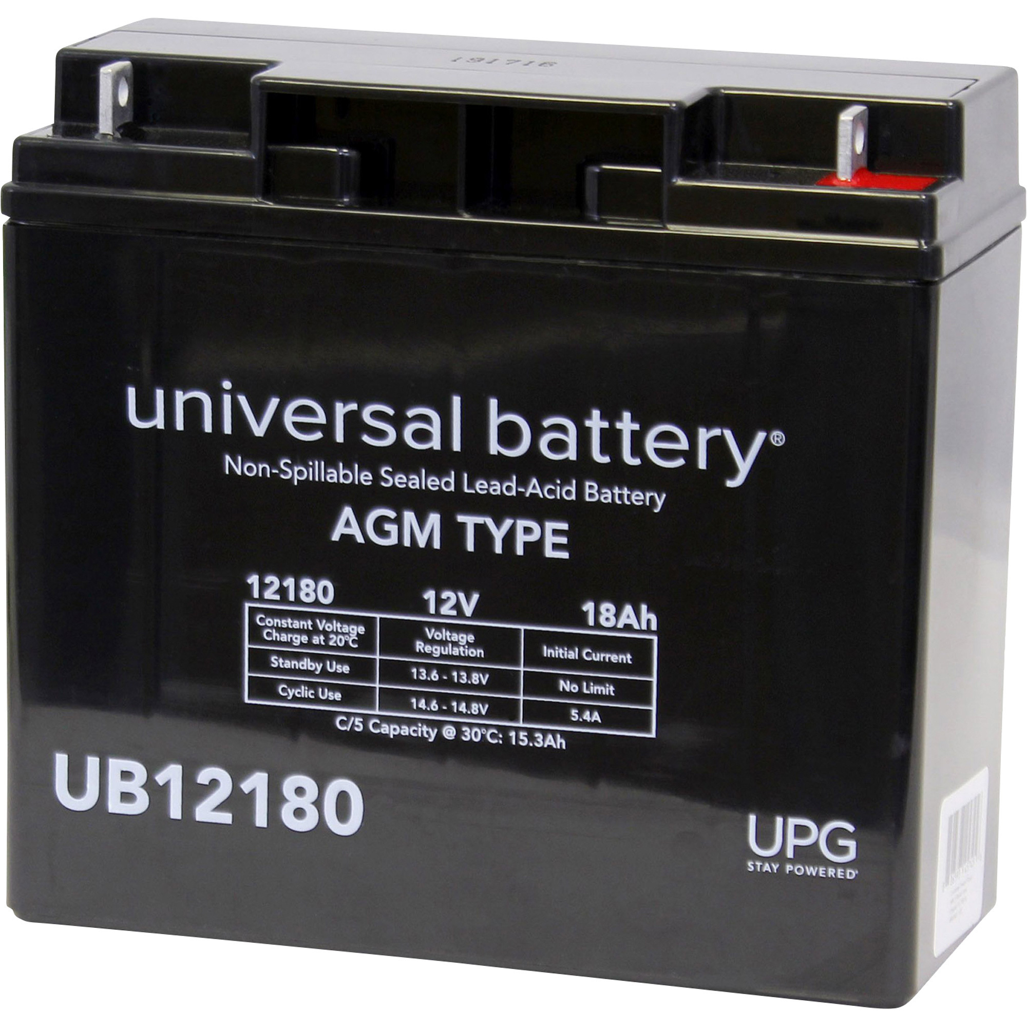 UPG Sealed Lead-Acid Battery, AGM-type, 12V, 18 Amps, Model D5745