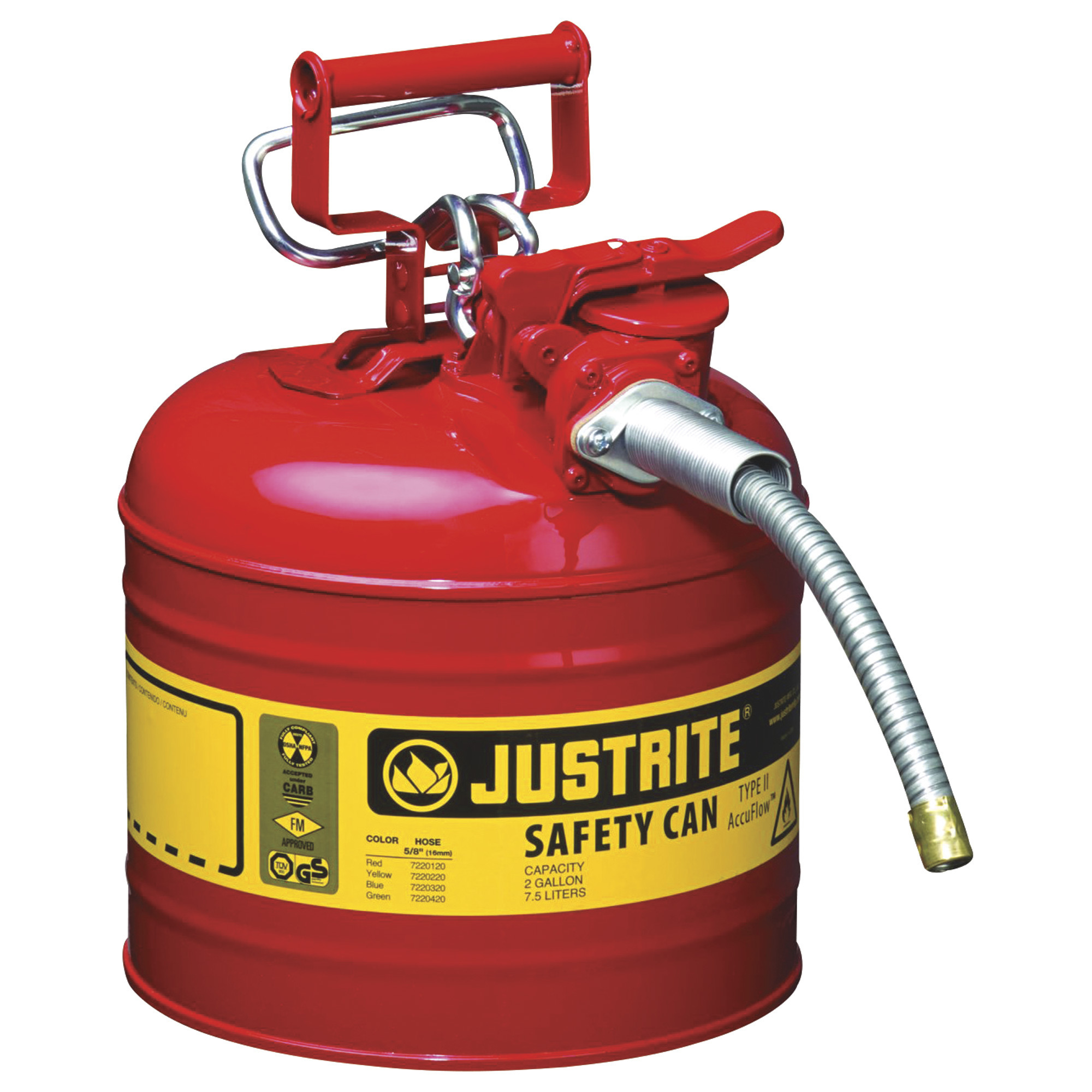 Justrite Safety Gas Can â 2-Gallon, Model 7220120