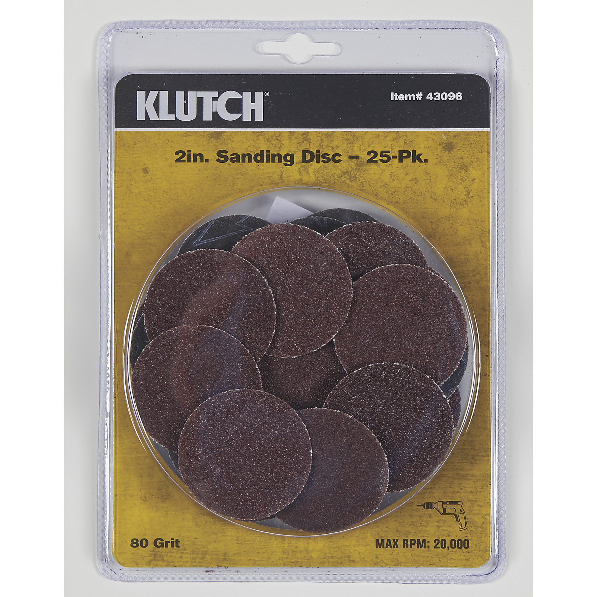 Klutch 2Inch Sanding Discs, 25-Pack, 80 Grit