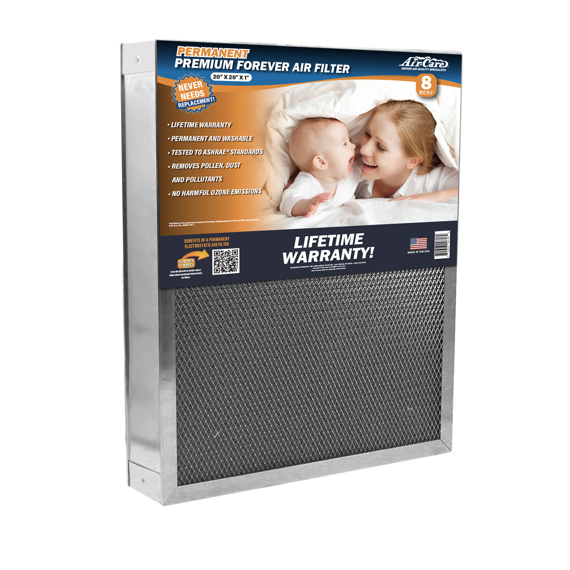 Washable Permanent Electrostatic Air Filter, Width 16 in, Height 25 in, Filters (qty.) 1 Model# - Air-Care ESS16254