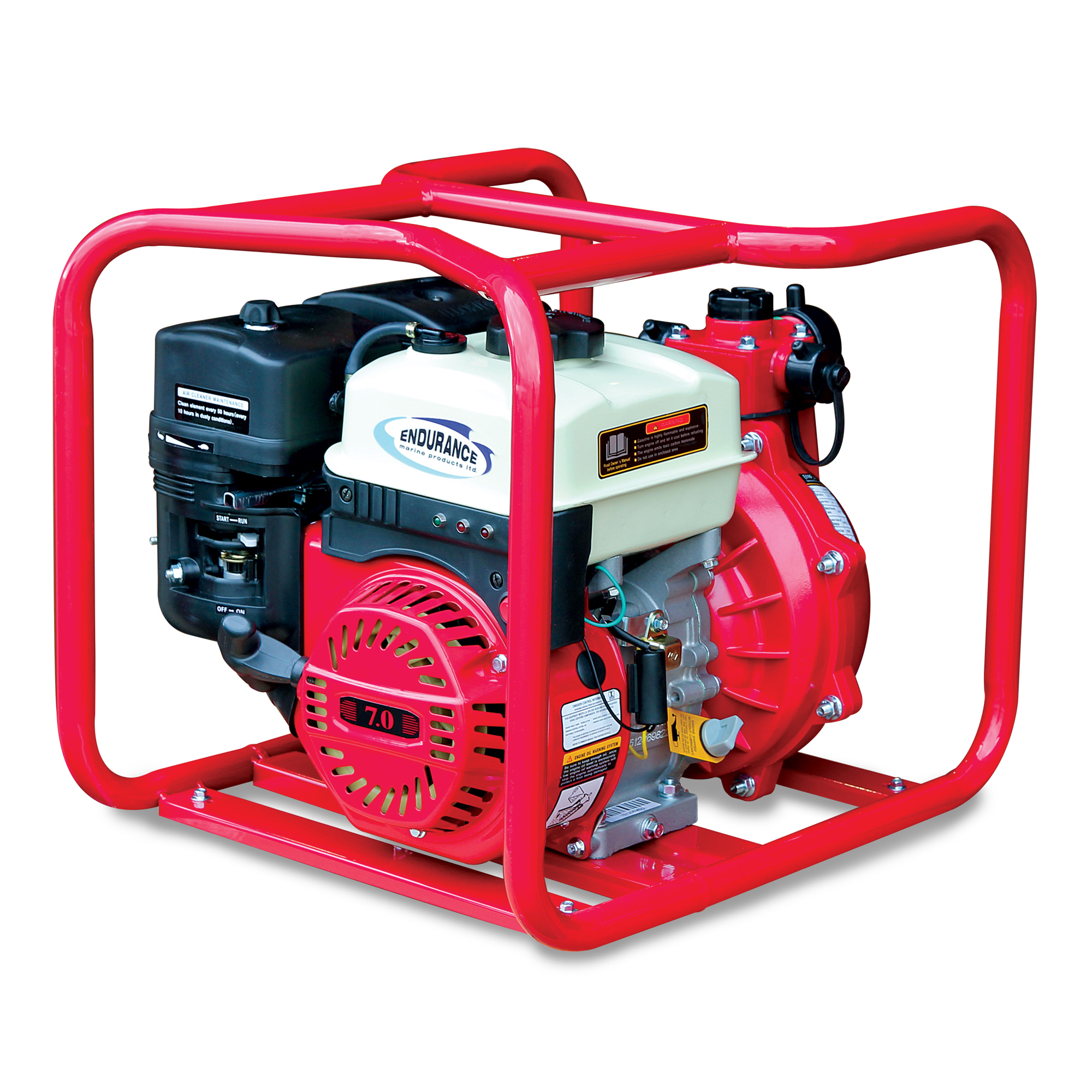 Endurance Marine High Pressure Fire Pump, Max. Flow 3600 GPH, Engine Displacement 212 cc, Port Size 1.5 in, Model EFPPEA1