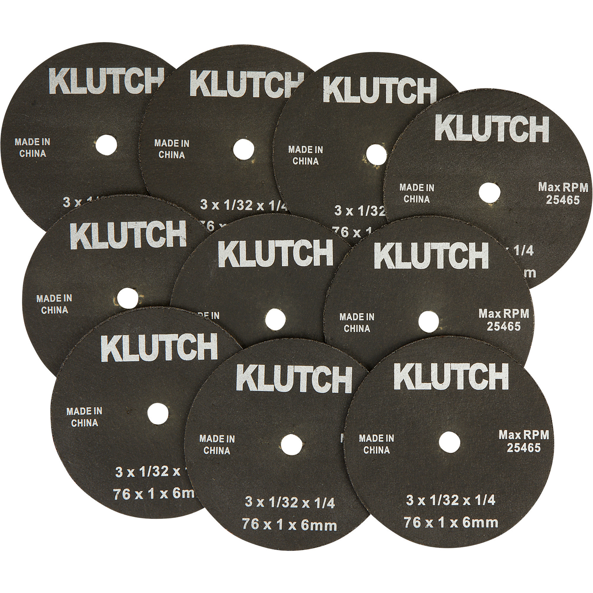Klutch 10-Pack Cut-Off Blades, 3Inch Diameter x 1/32Inch, 1/4Inch Arbor