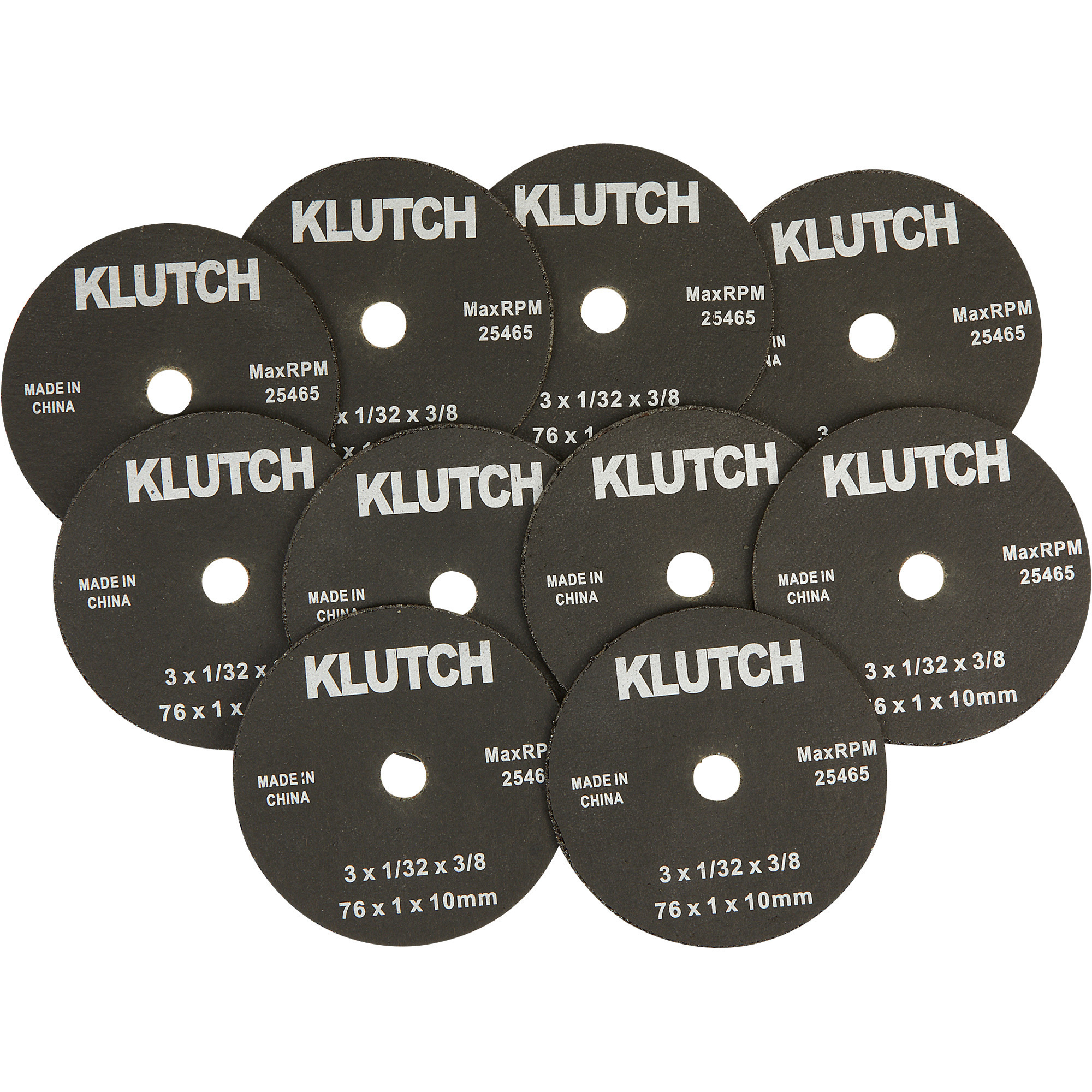 Klutch 10-Pack Cut-Off Blades, 3Inch Diameter x 1/32Inch, 3/8Inch Arbor