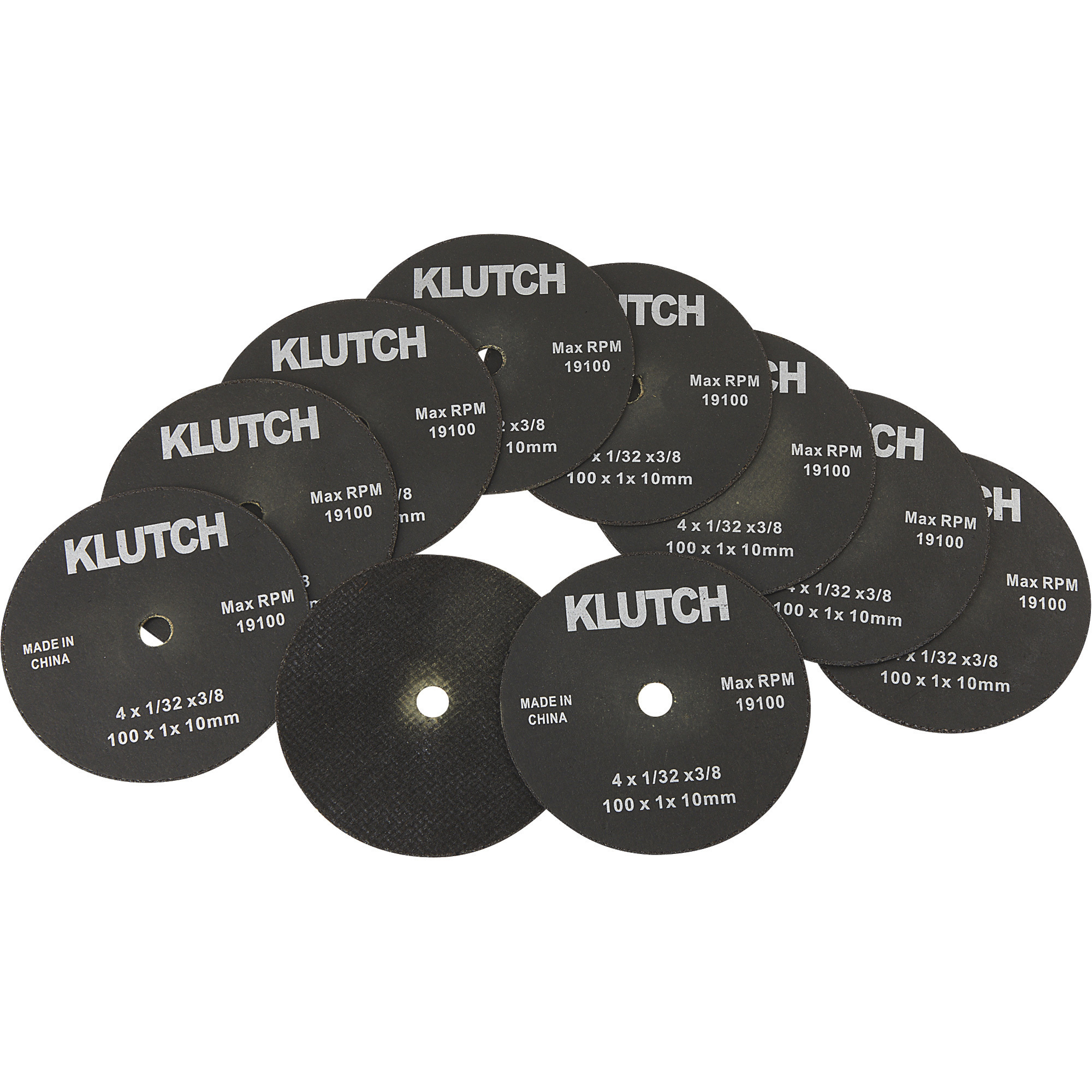 Klutch 10-Pack Cutoff Blades, 4Inch Diameter x 1/32Inch, 3/8Inch Arbor, 19,100 Max. RPM