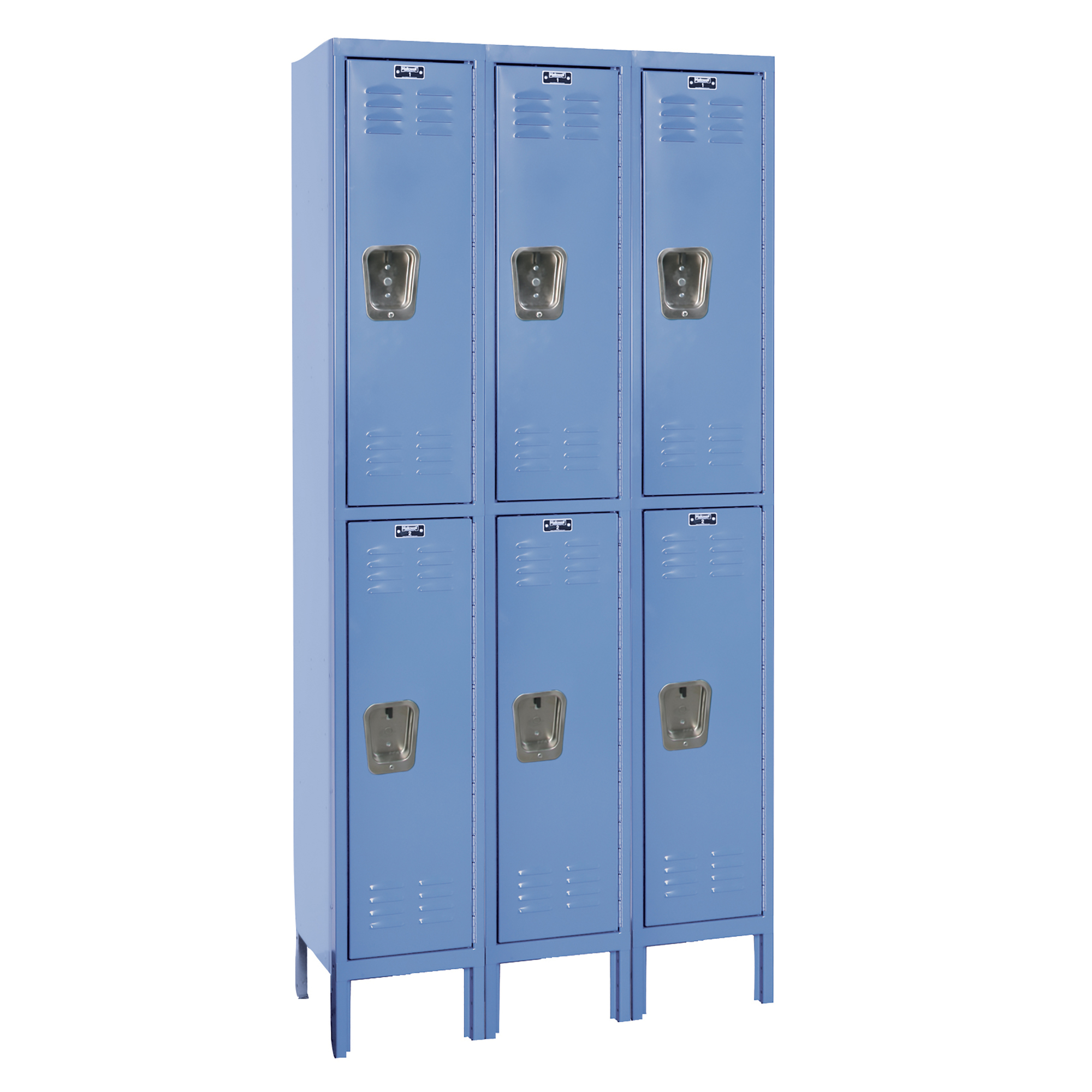 Double Tier Premium Locker, Height 78 in, Width 36 in, Color Blue, Model - Hallowell U3228-2MB