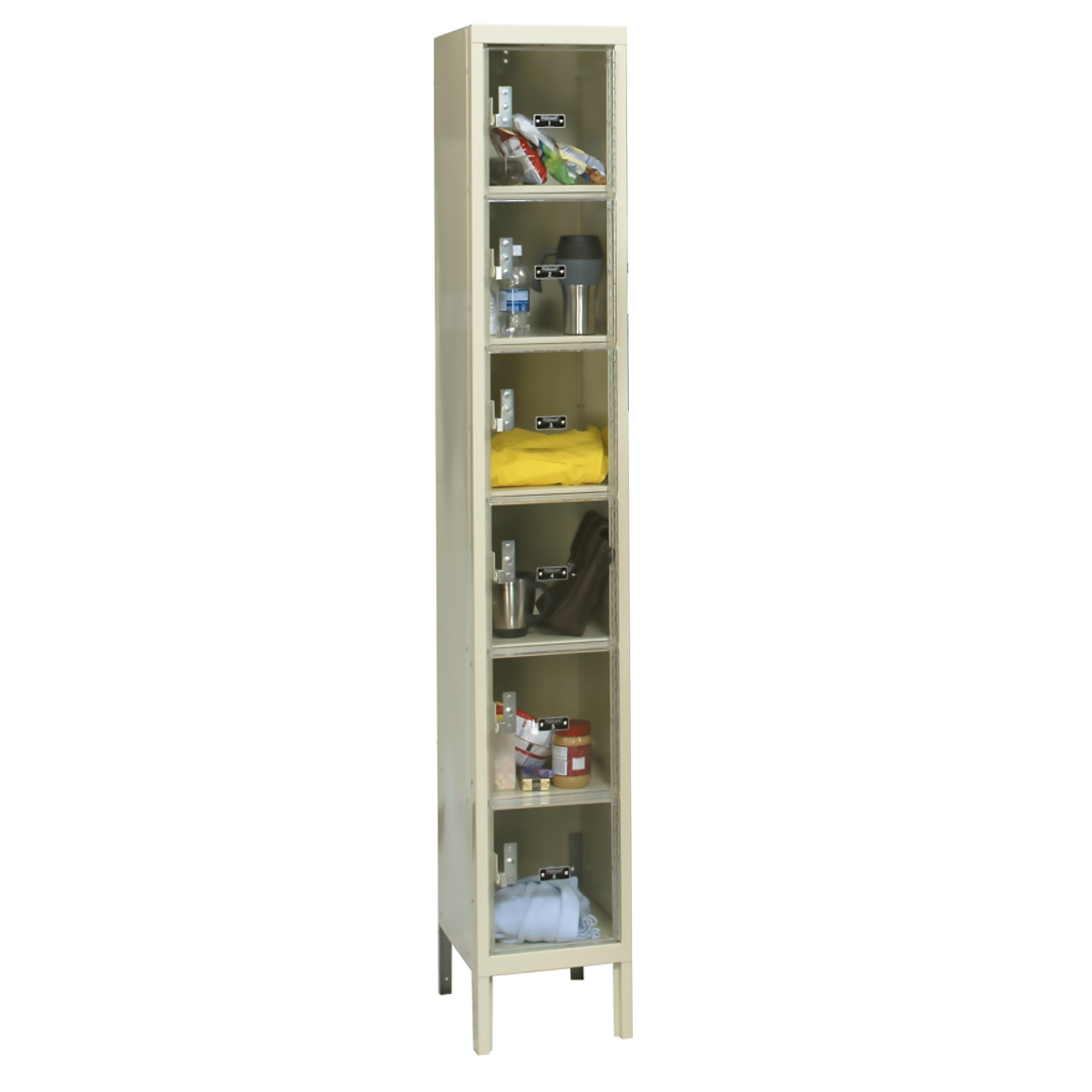 Hallowell, Six Tier Safety-View Plus Locker, Height 78 in, Width 12 in, Color Tan, Model USVP1228-6A-PT