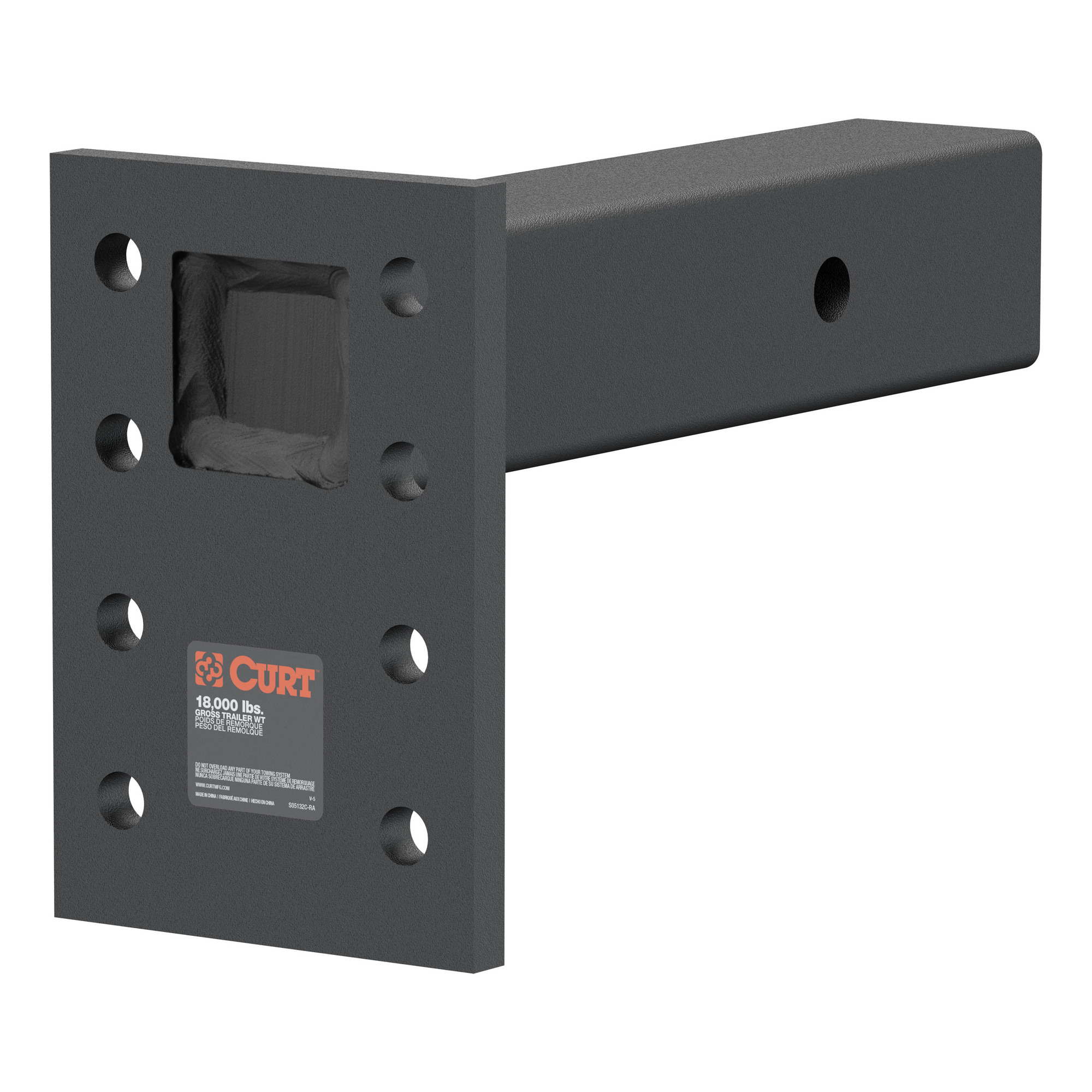 Curt Manufacturing Adjustable Trailer Hitch Pintle Mount, 7Inch Plate Height, Solid Steel, 18,000lb. Capacity, Model 48329