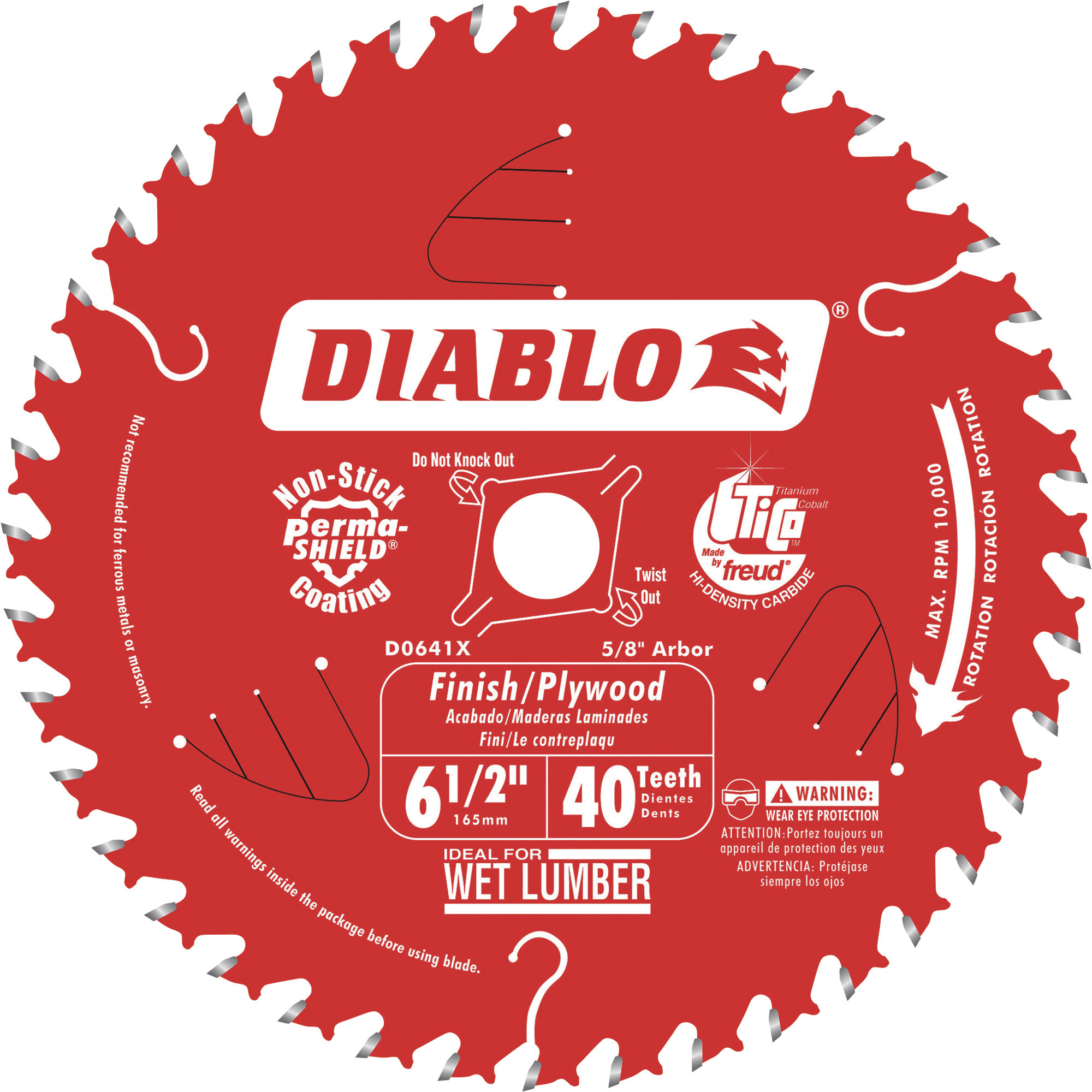 Diablo Finish Circular Saw Blade, 6 1/2Inch, 40 Tooth, Finish/Plywood, Model D0641X