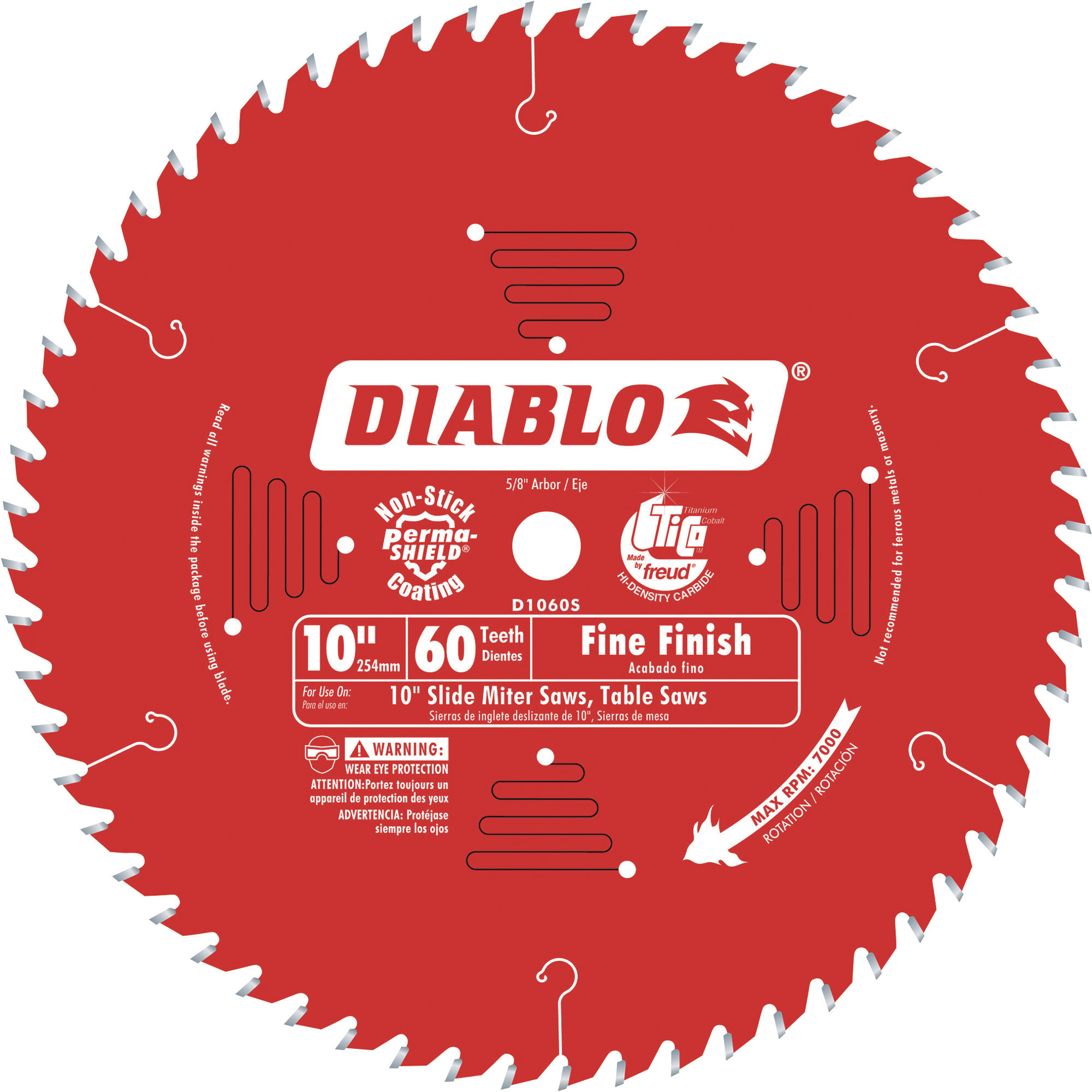 Diablo Fine Finish Circular Saw Blade, 10Inch, 60 Tooth, For Fine Crosscuts in Hardwood and Softwood, Model D1060S