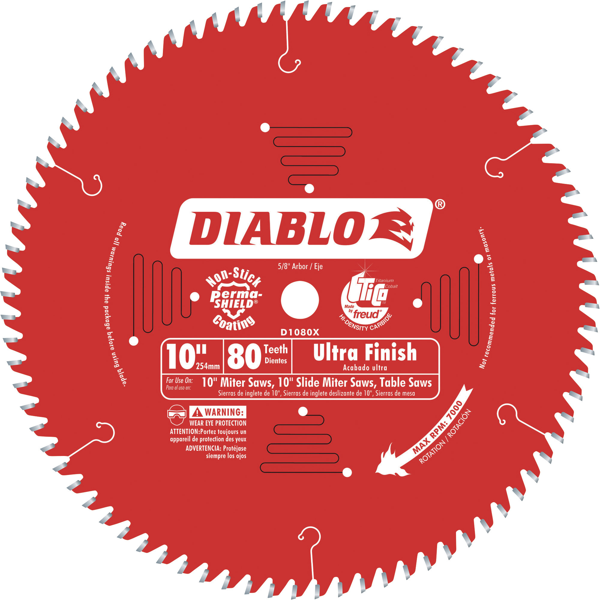 Diablo Ultra Finish Circular Saw Blade, 10Inch, 80 Tooth, For Fine Crosscuts in Hardwood and Softwood, Model D1080X