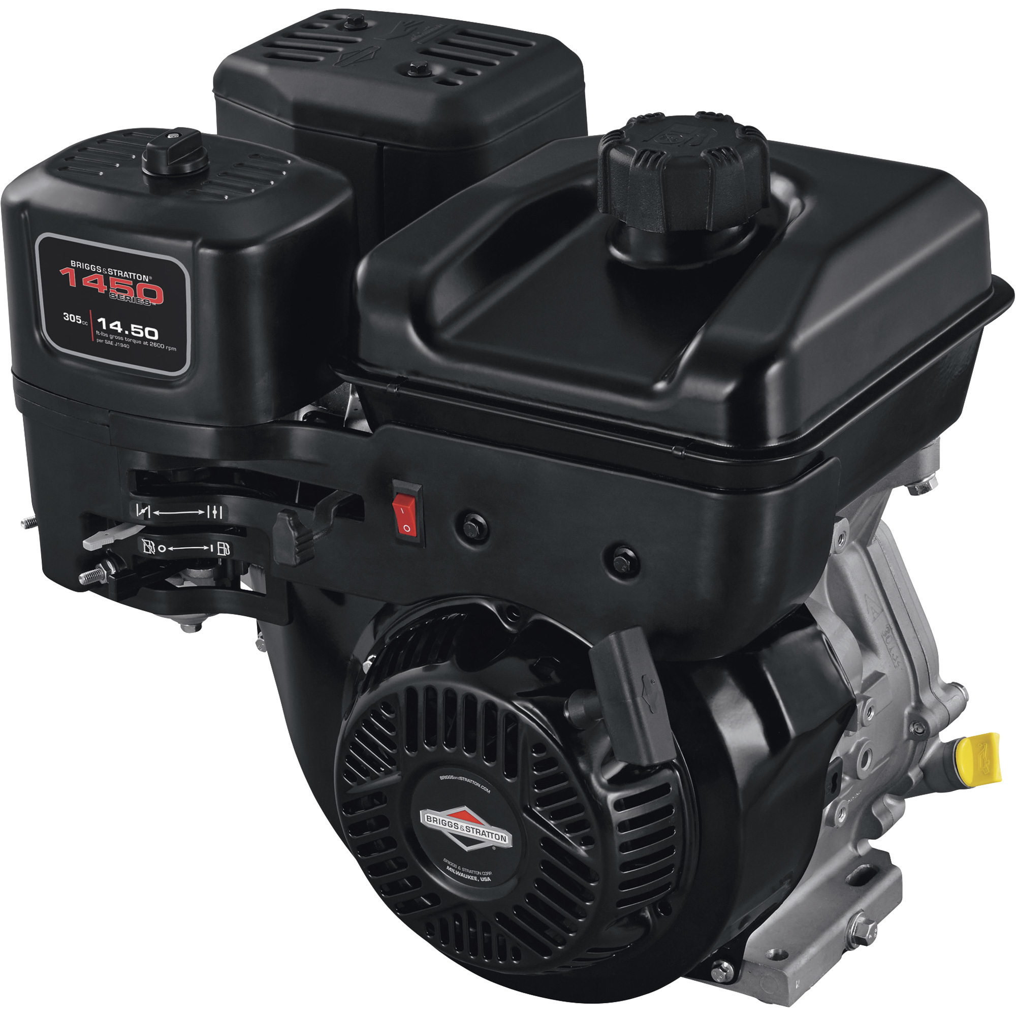 Briggs & Stratton 1450 Series Horizontal OHV Engine, 306cc, 3/4Inch x 2.51Inch Shaft, Model 19N132-0051-F1