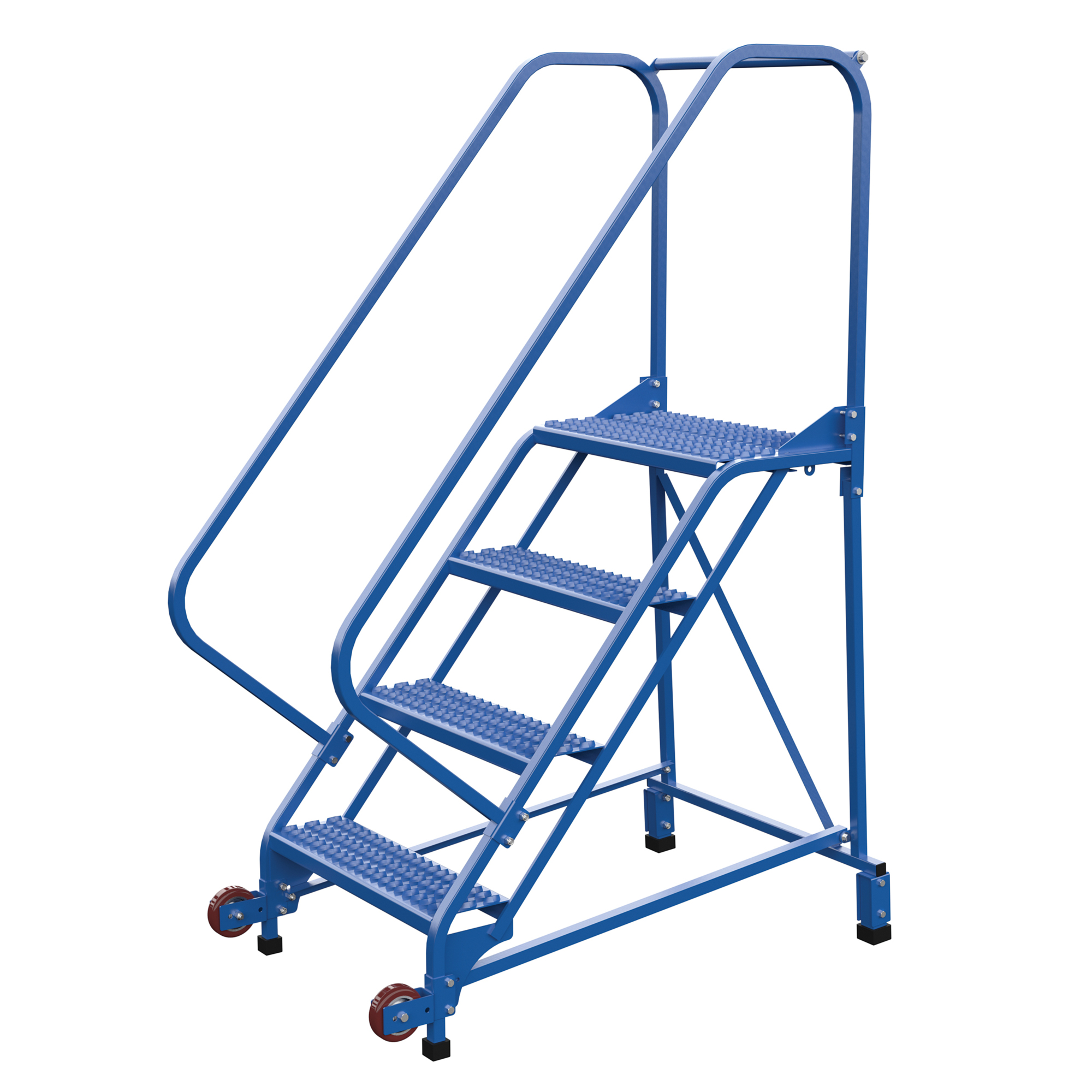 Vestil, 4 Step grip strut rolling ladder, Overall Height 70 in, Steps 4 Material Steel, Model LAD-TRN-50-4-G