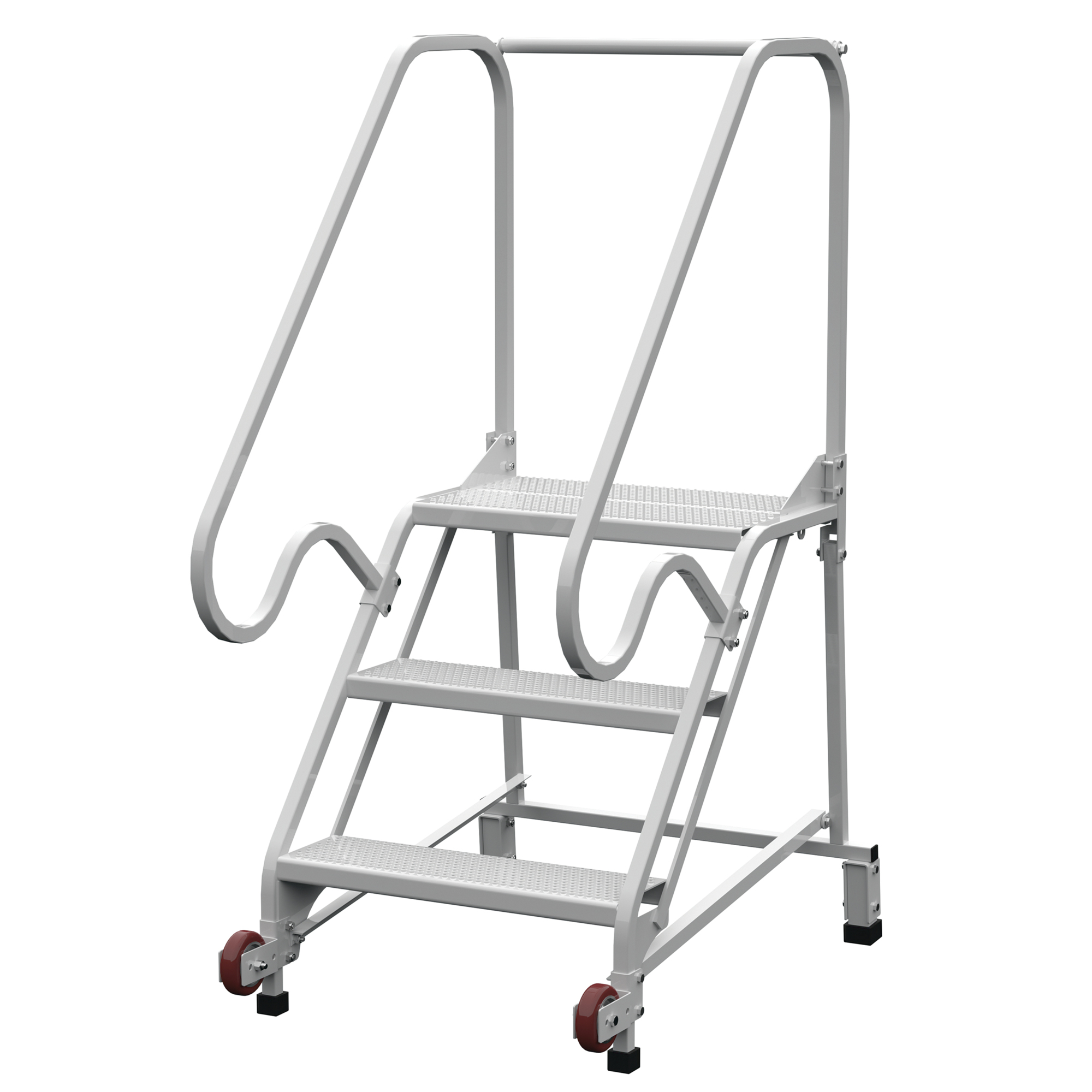 Vestil, 3 Step grip strut rolling ladder, Overall Height 60 in, Steps 3 Material Steel, Model LAD-TRN-50-3-FDA