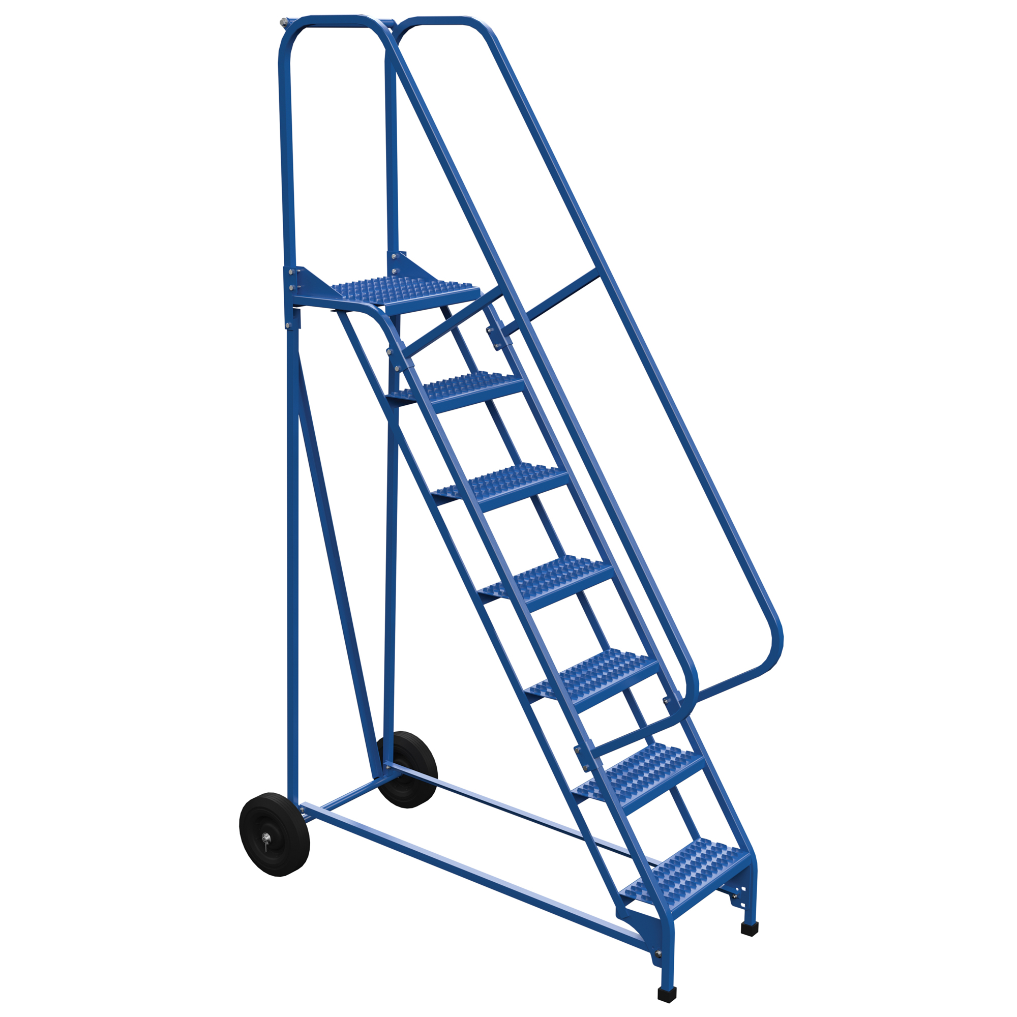 Vestil, 7 Step grip strut folding ladder, Overall Height 100 in, Steps 7 Material Steel, Model LAD-RAF-7-G