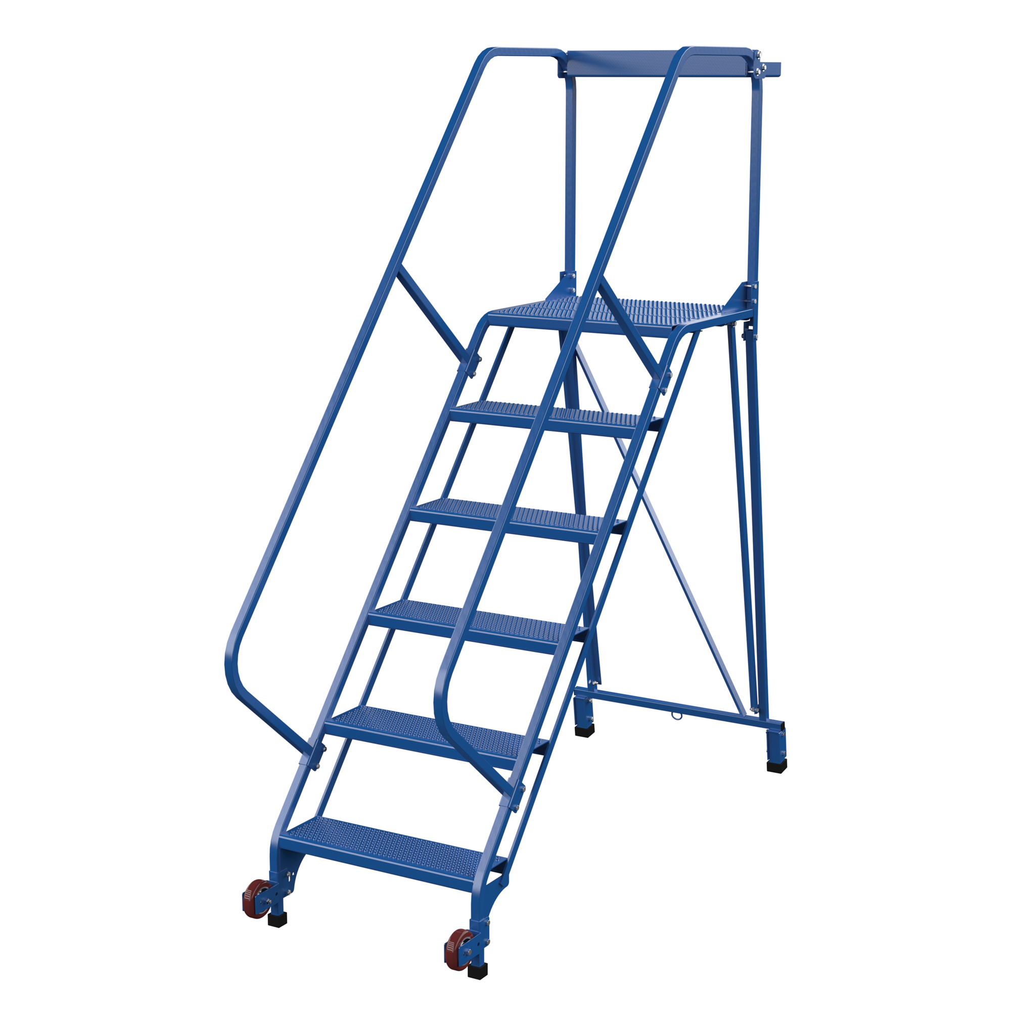 Vestil, 6 Step perforated rolling ladder, Overall Height 90 in, Steps 6 Material Steel, Model LAD-TRS-50-6-P