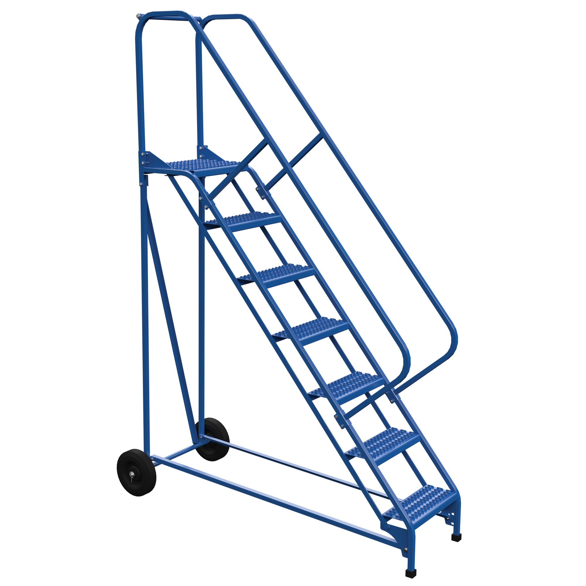 Vestil, 7 Step grip strut folding ladder, Overall Height 100 in, Steps 7 Material Steel, Model LAD-RAF-7-G-EZ