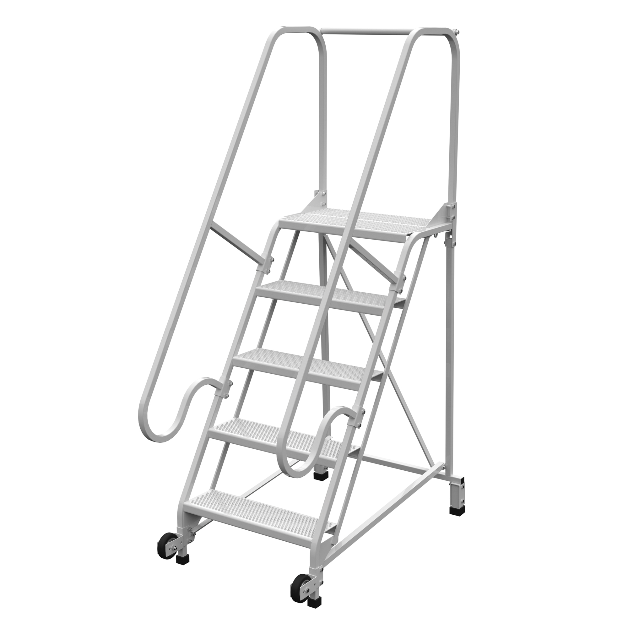 Vestil, 5 Step grip strut rolling ladder, Overall Height 80 in, Steps 5 Material Steel, Model LAD-TRN-60-5-FDA