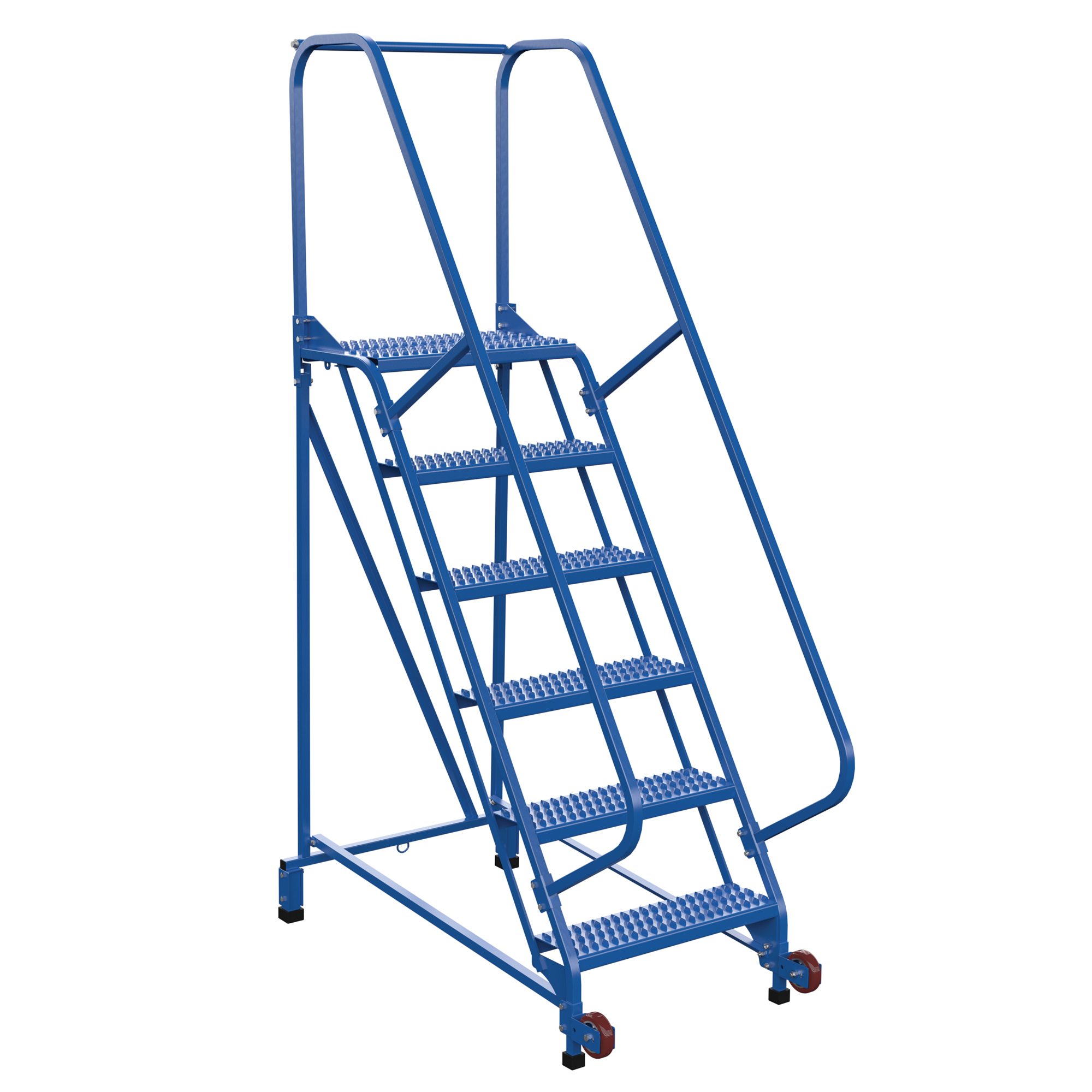 Vestil, 6 Step grip strut rolling ladder, Overall Height 90 in, Steps 6 Material Steel, Model LAD-TRN-60-6-G