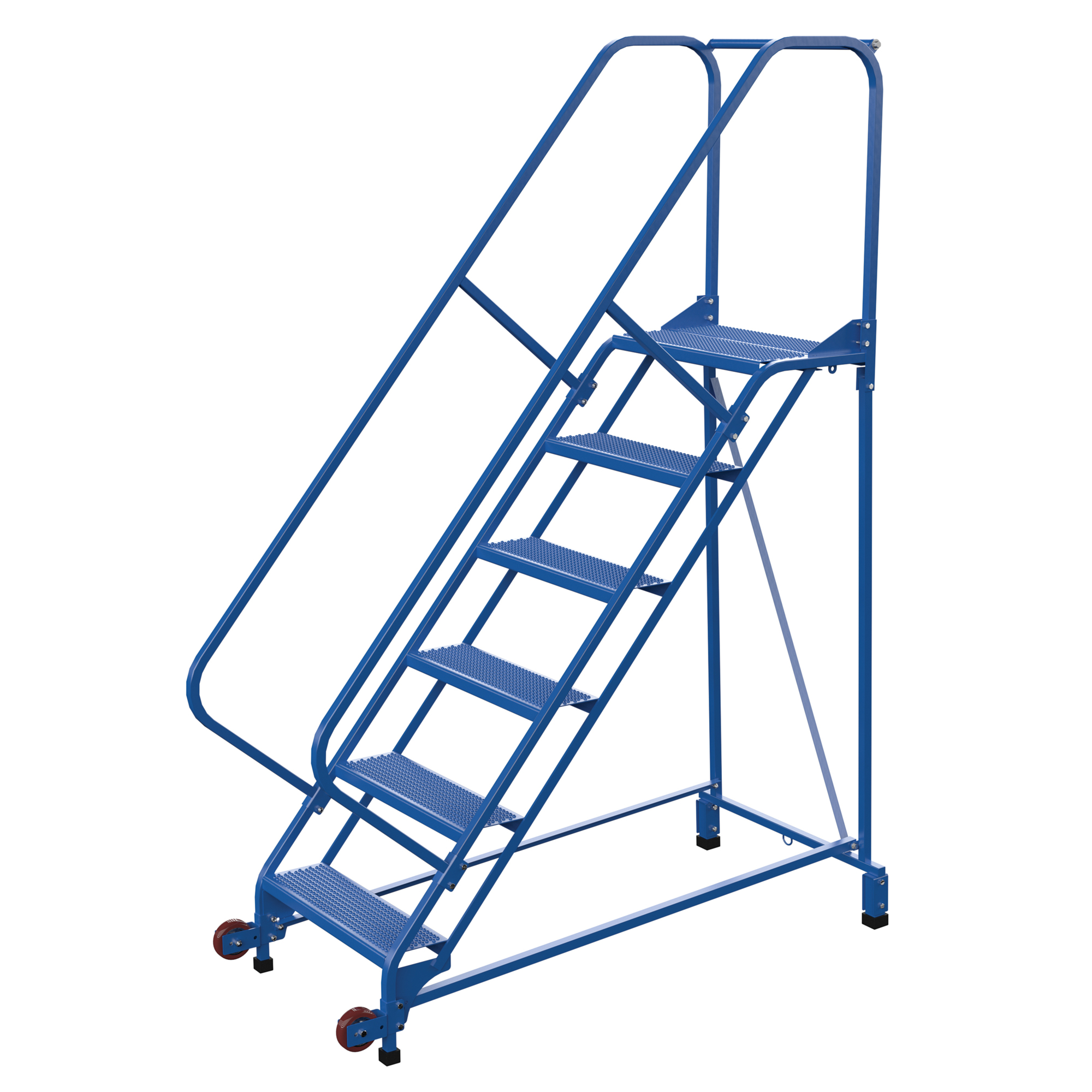 Vestil, 6 Step perforated rolling ladder, Overall Height 90 in, Steps 6 Material Steel, Model LAD-TRN-50-6-P