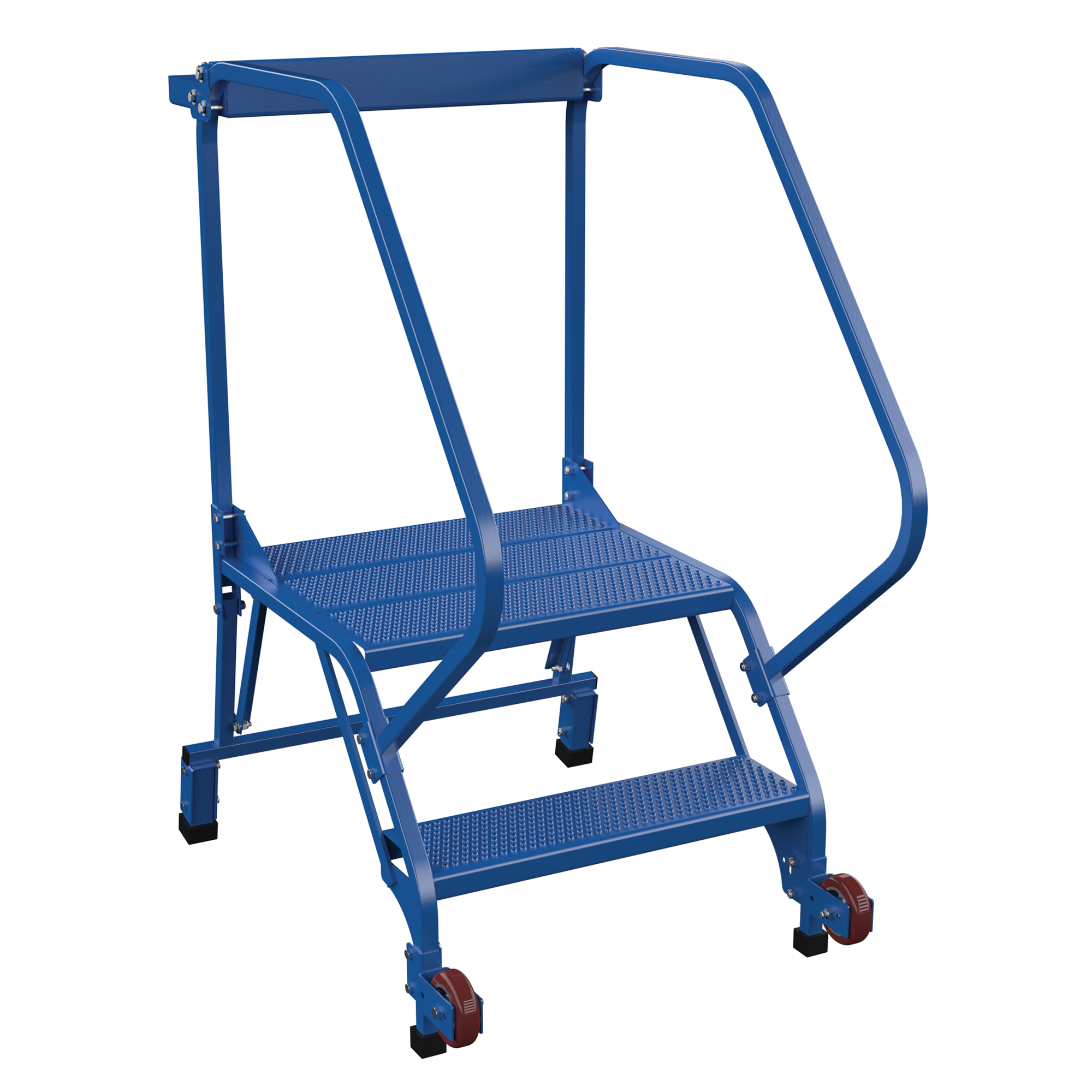 Vestil, 2 Step perforated rolling ladder, Overall Height 50 in, Steps 2 Material Steel, Model LAD-TRS-50-2-P
