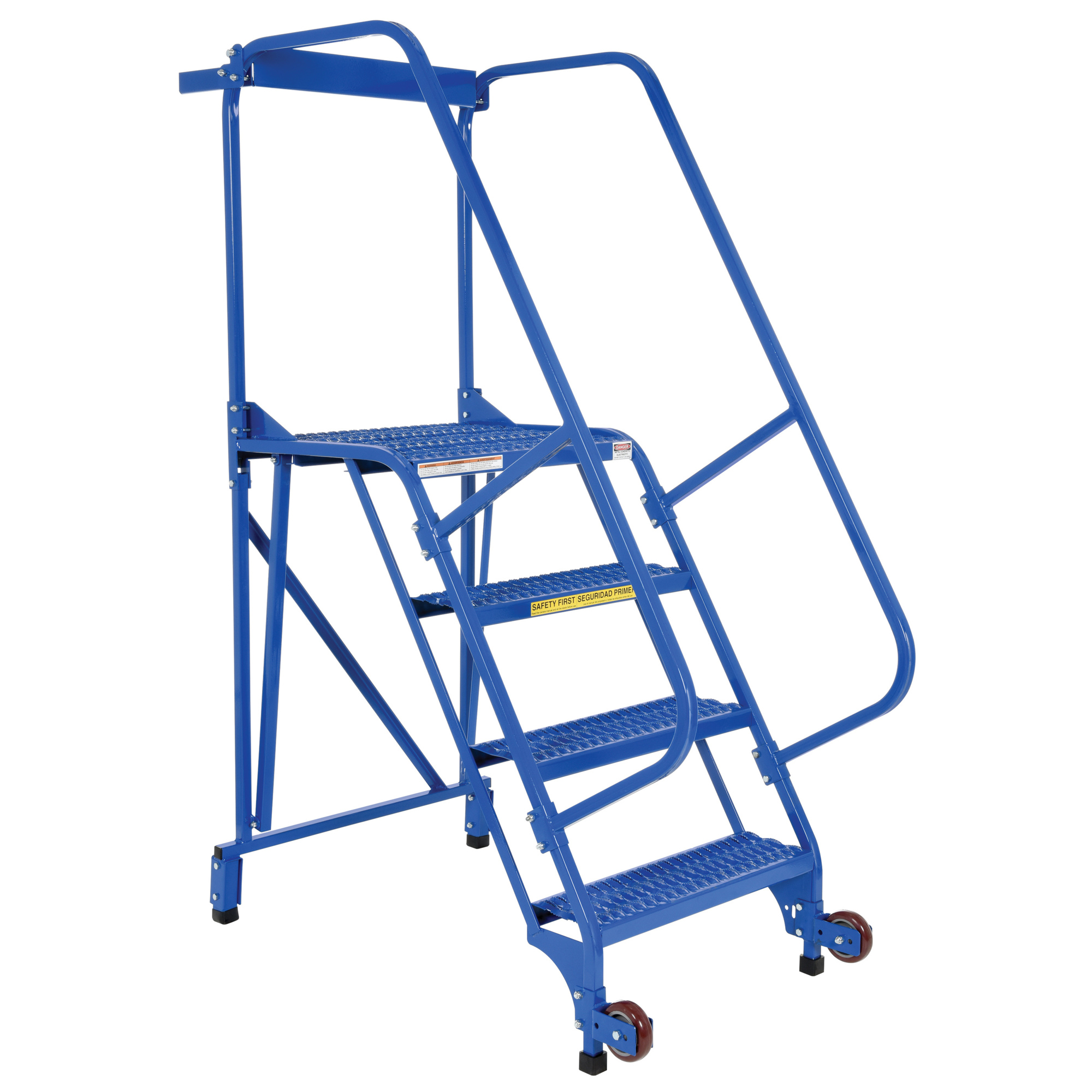 Vestil, 4 Step grip strut rolling ladder, Overall Height 70 in, Steps 4 Material Steel, Model LAD-TRS-60-4-G