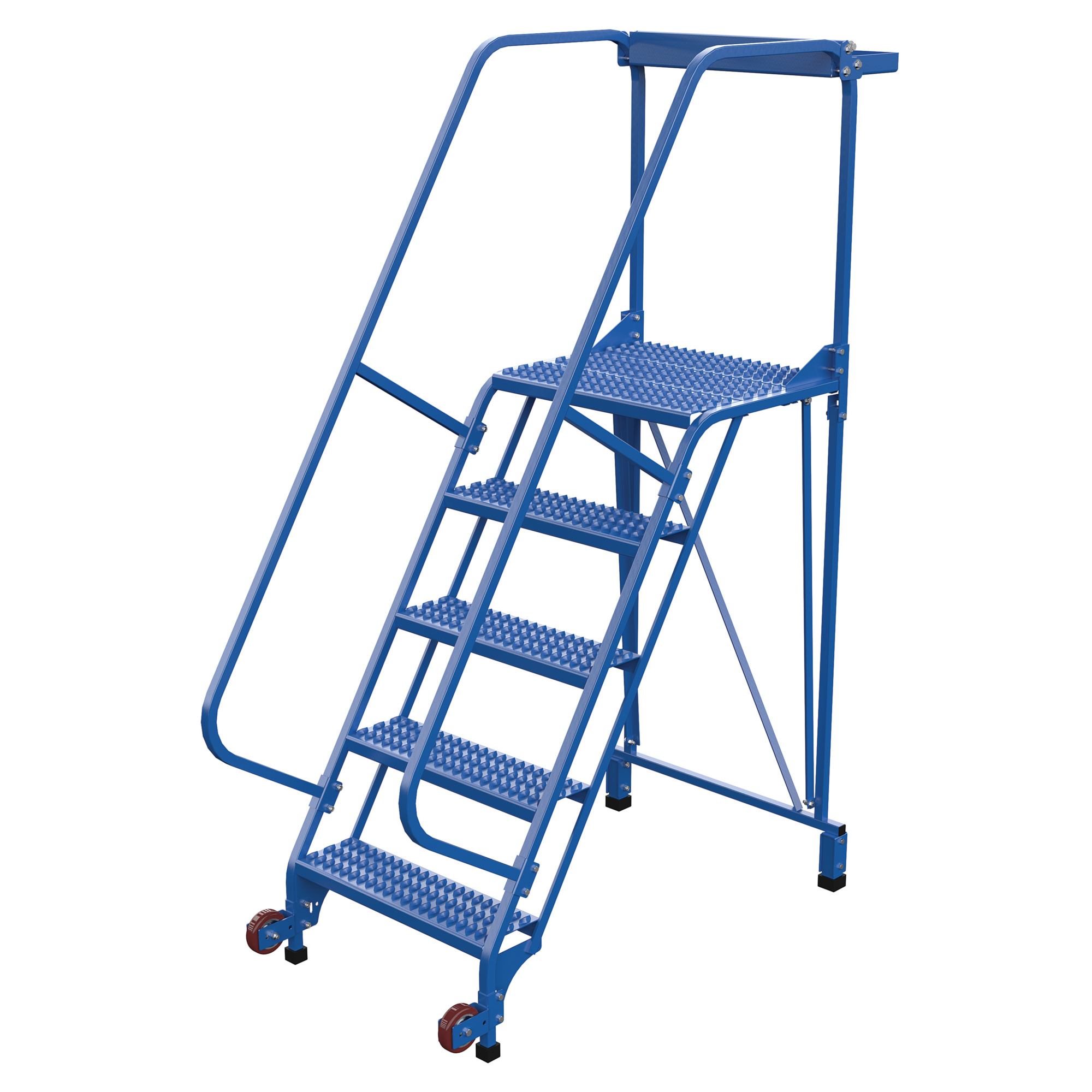 Vestil, 5 Step grip strut rolling ladder, Overall Height 80 in, Steps 5 Material Steel, Model LAD-TRS-60-5-G