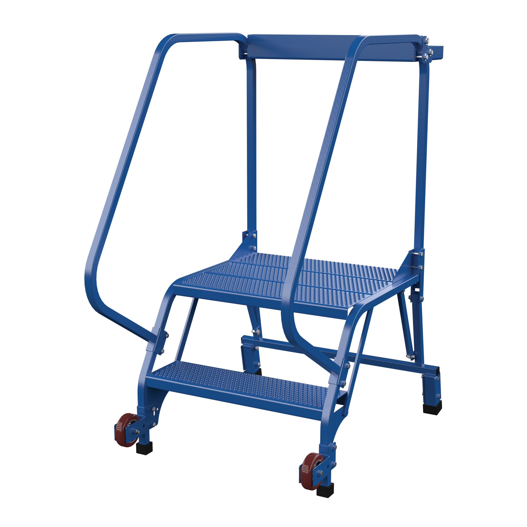 Vestil, 2 Step perforated rolling ladder, Overall Height 50 in, Steps 2 Material Steel, Model LAD-TRS-60-2-P
