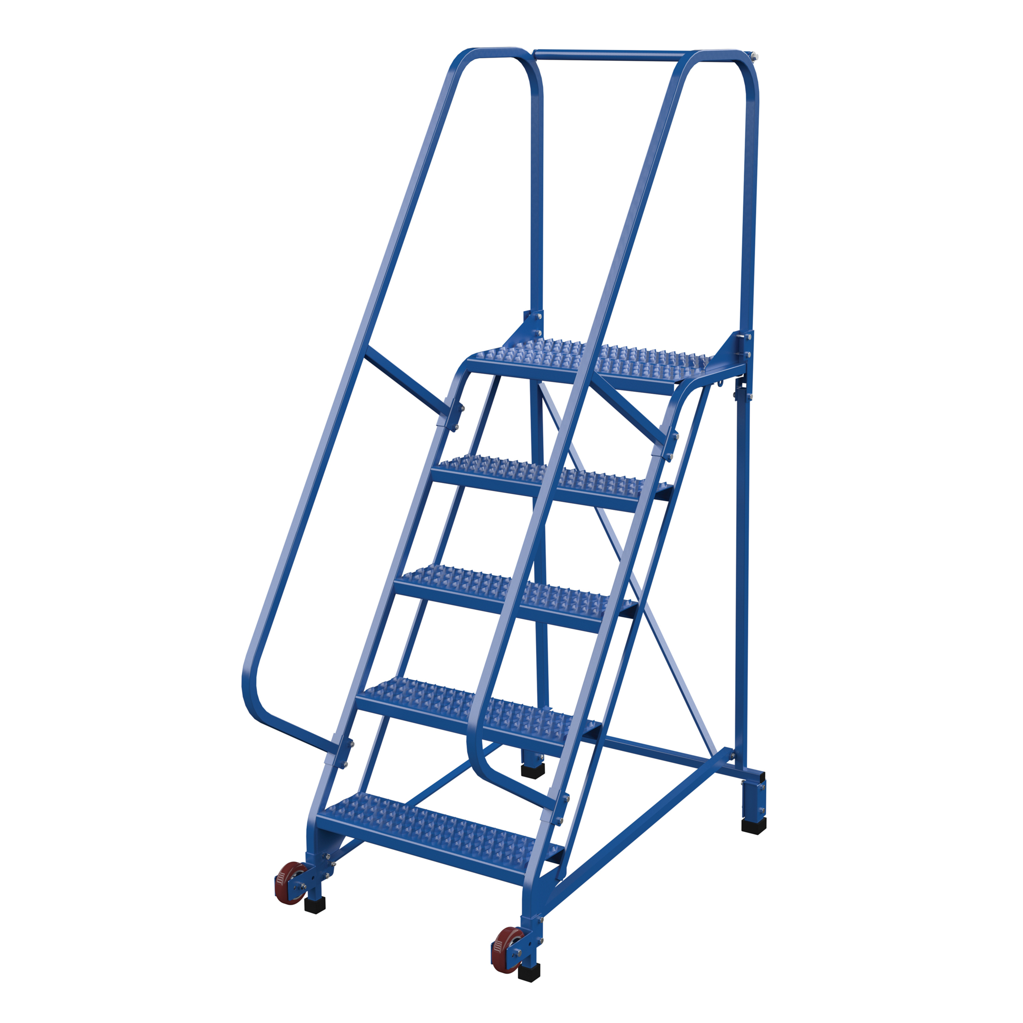 Vestil, 5 Step grip strut rolling ladder, Overall Height 80 in, Steps 5 Material Steel, Model LAD-TRN-60-5-G