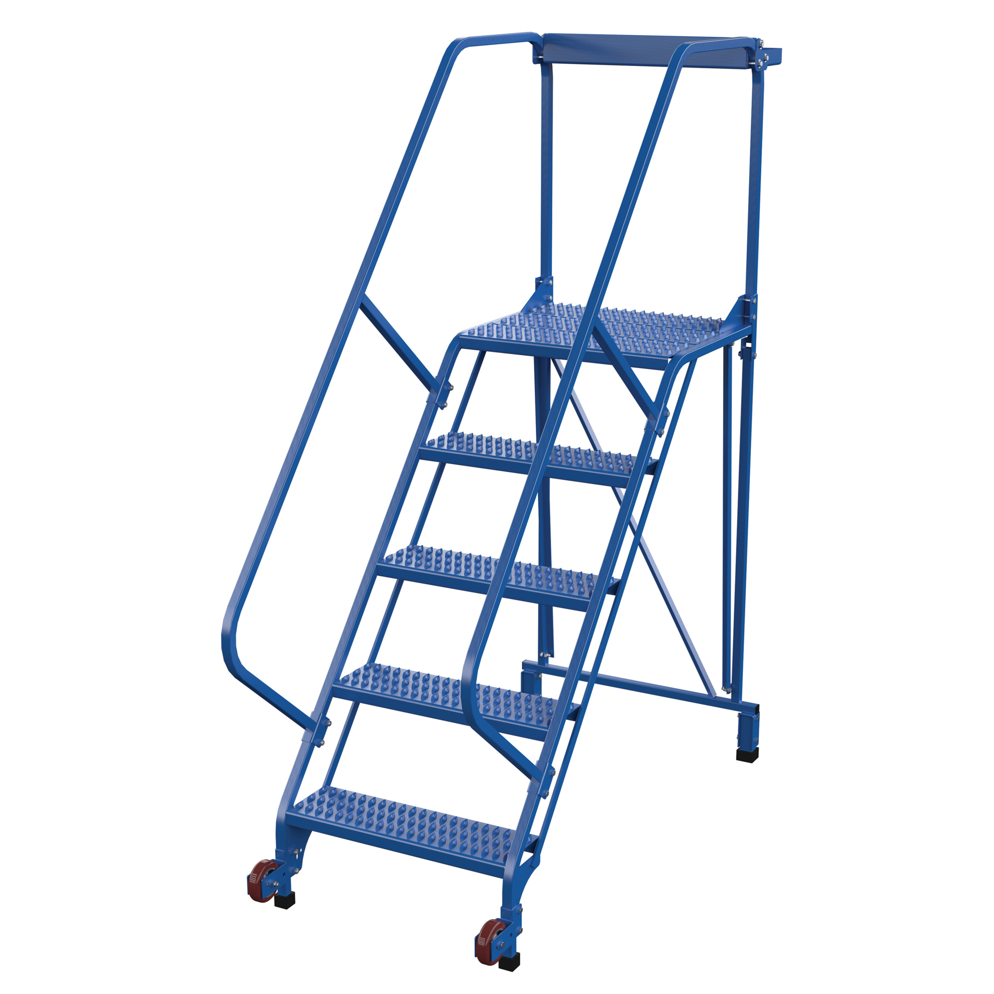 Vestil, 5 Step grip strut rolling ladder, Overall Height 80 in, Steps 5 Material Steel, Model LAD-TRS-50-5-G