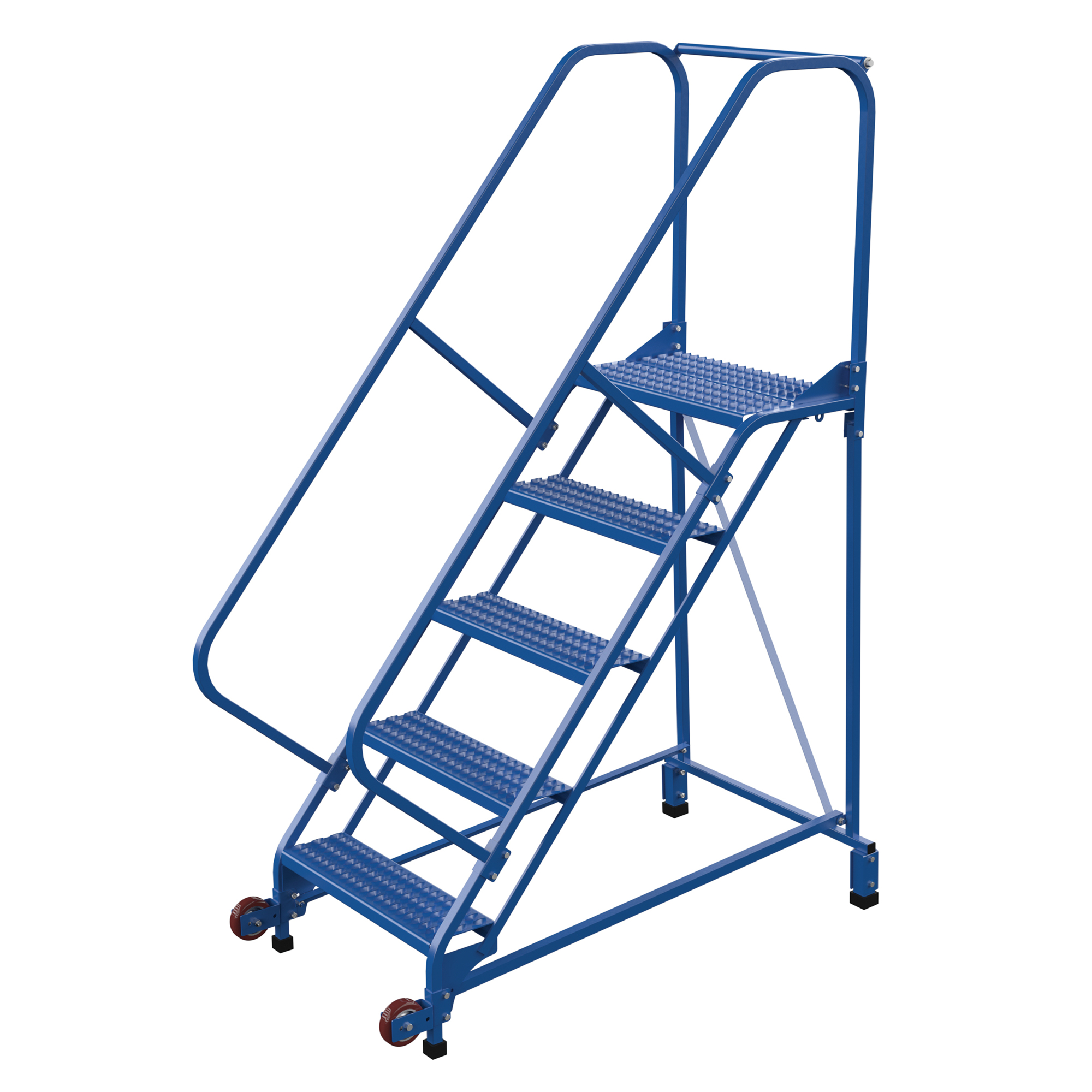 Vestil, 5 Step grip strut rolling ladder, Overall Height 80 in, Steps 5 Material Steel, Model LAD-TRN-50-5-G