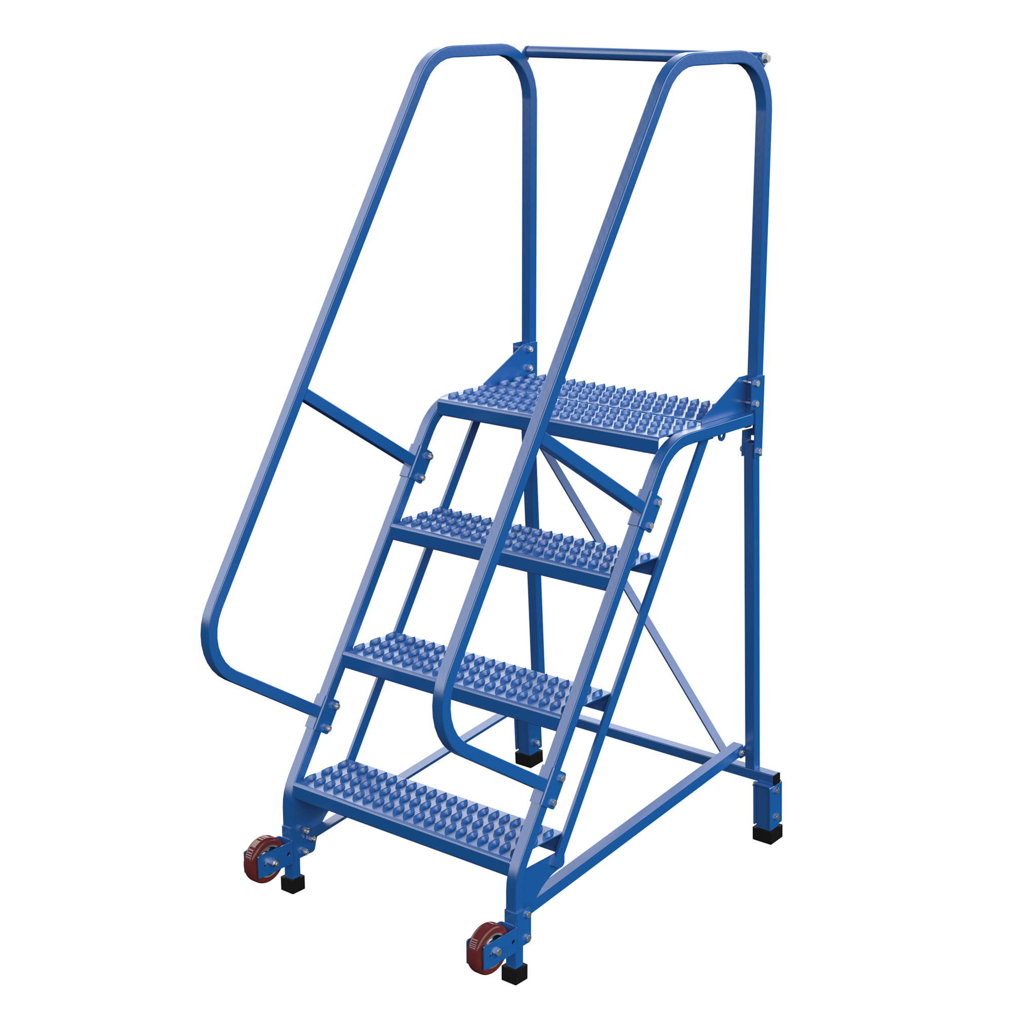 Vestil, 4 Step grip strut rolling ladder, Overall Height 70 in, Steps 4 Material Steel, Model LAD-TRN-60-4-G