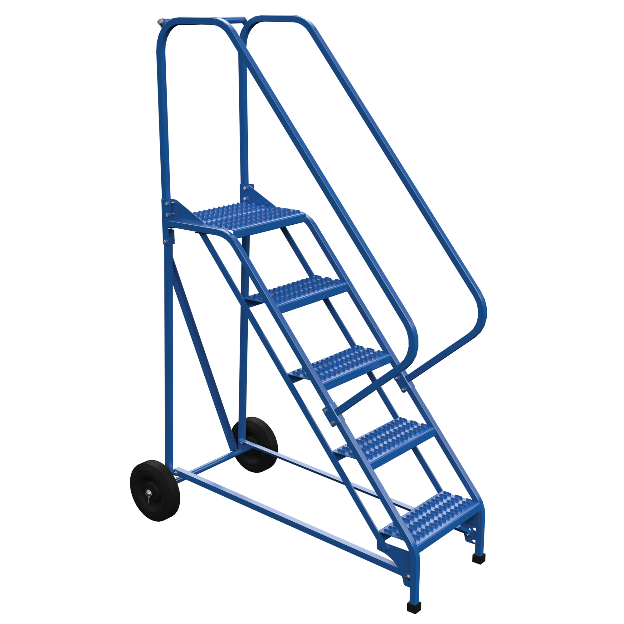 Vestil, 5 Step grip strut folding ladder, Overall Height 80 in, Steps 5 Material Steel, Model LAD-RAF-5-G-EZ