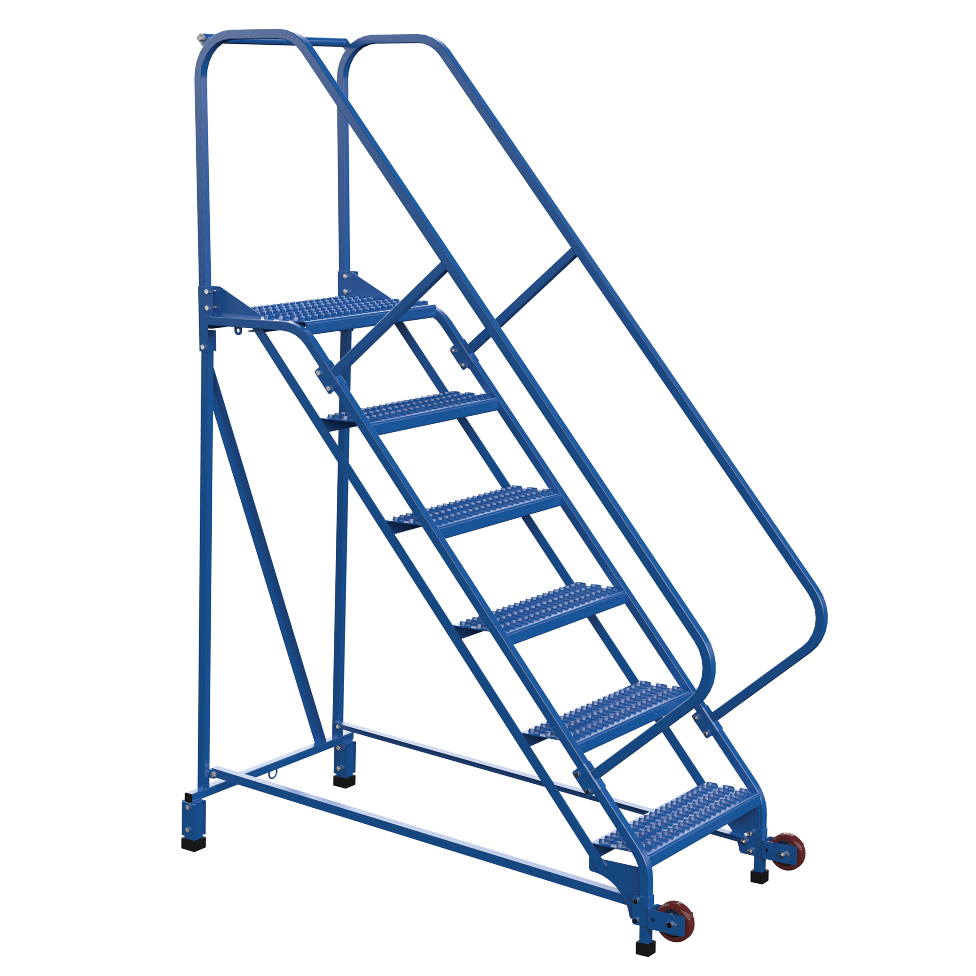 Vestil, 6 Step grip strut rolling ladder, Overall Height 90 in, Steps 6 Material Steel, Model LAD-TRN-50-6-G
