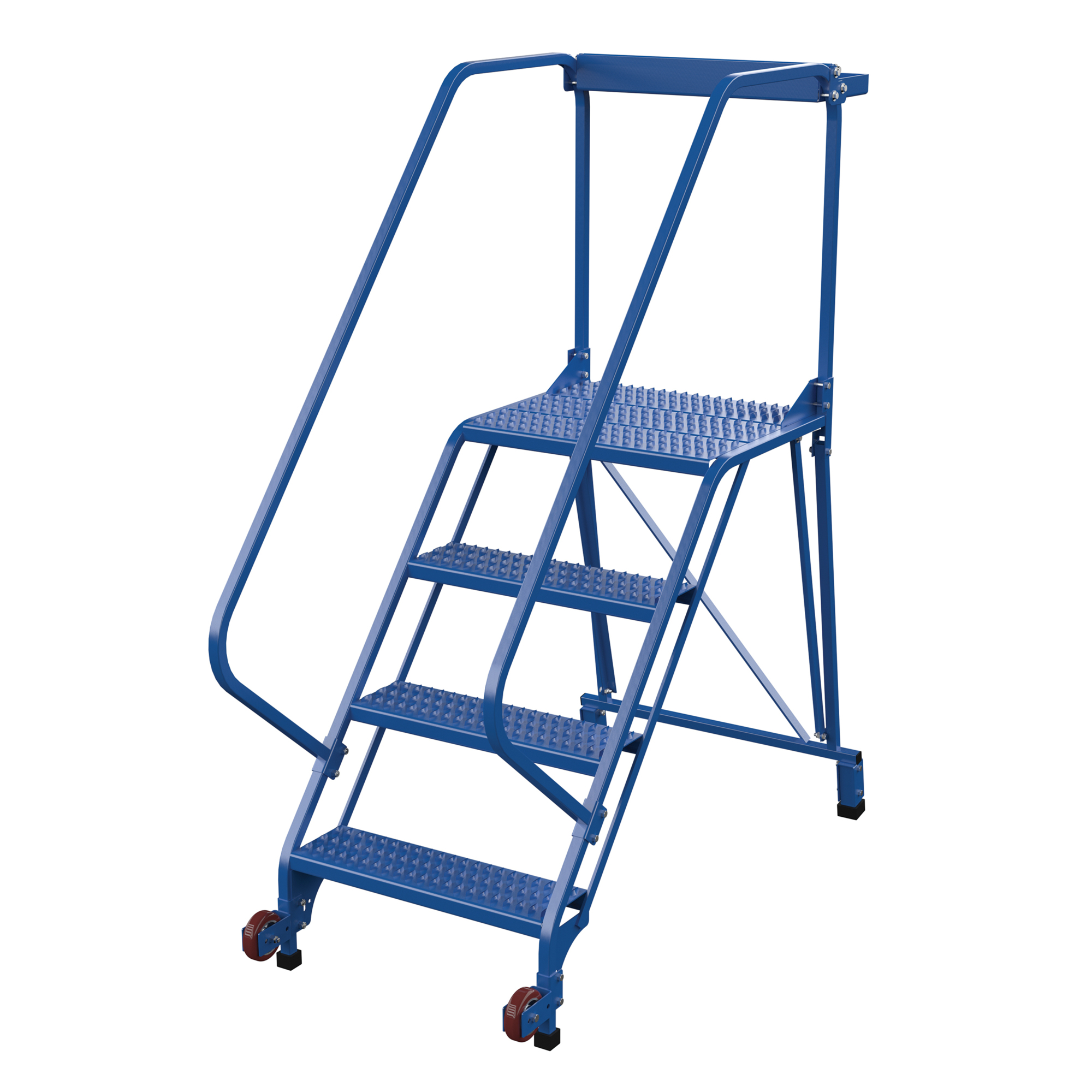 Vestil, 4 Step grip strut rolling ladder, Overall Height 70 in, Steps 4 Material Steel, Model LAD-TRS-50-4-G